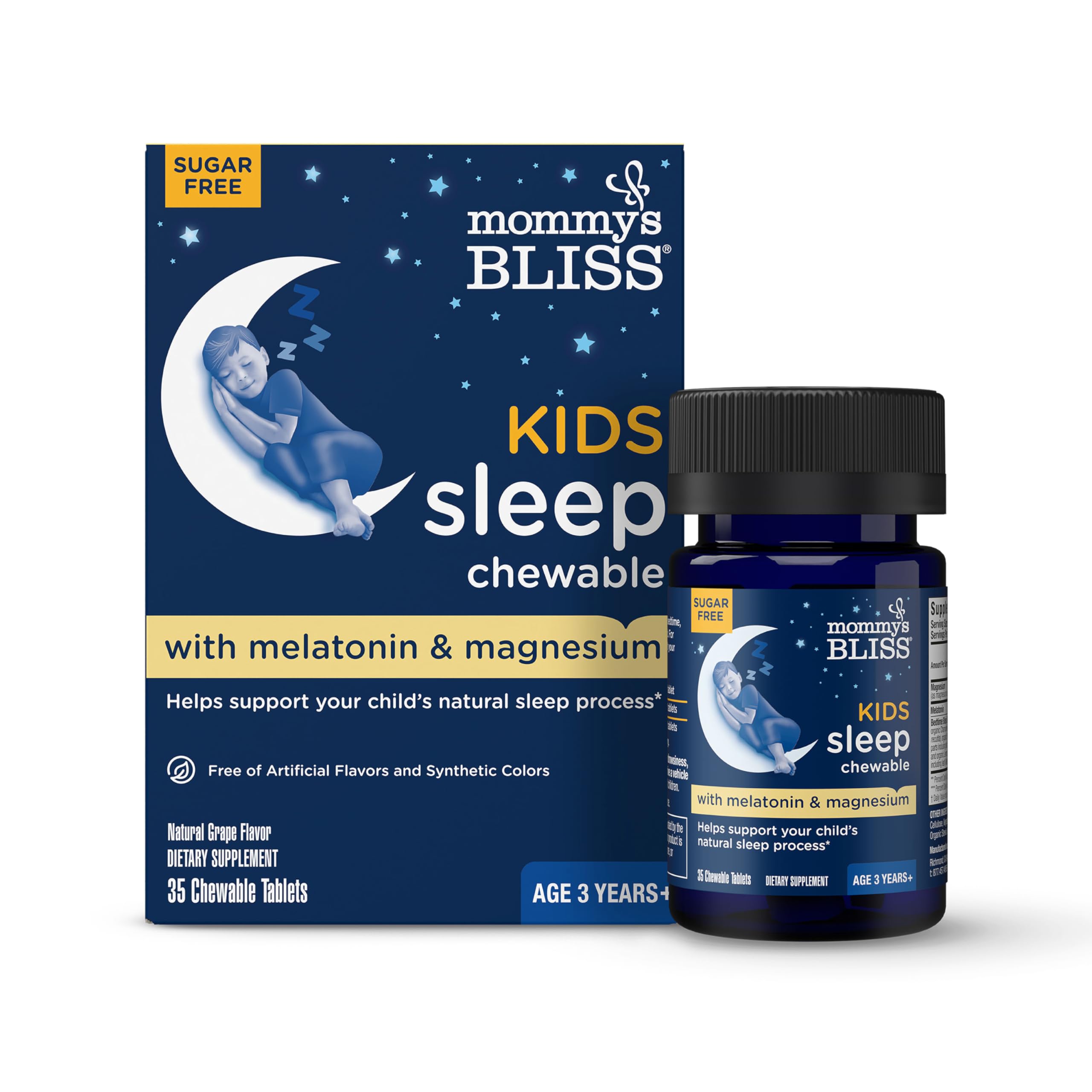 Emballage Mommy's Bliss Kids Sleep Chewables prêt pour la routine du coucher