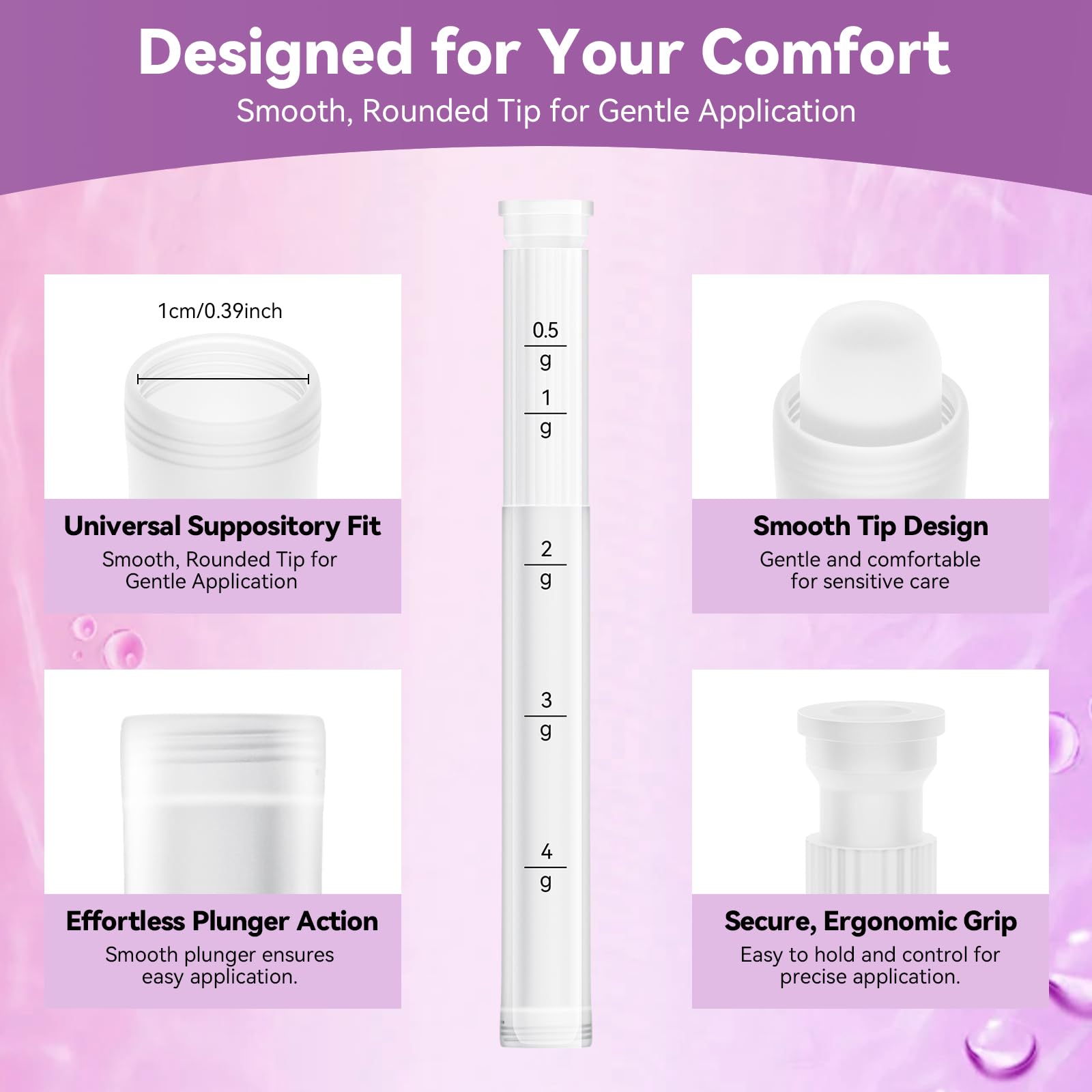 Applicateur Momsnug pour gel vaginal: dosage gradué pour une application précise.