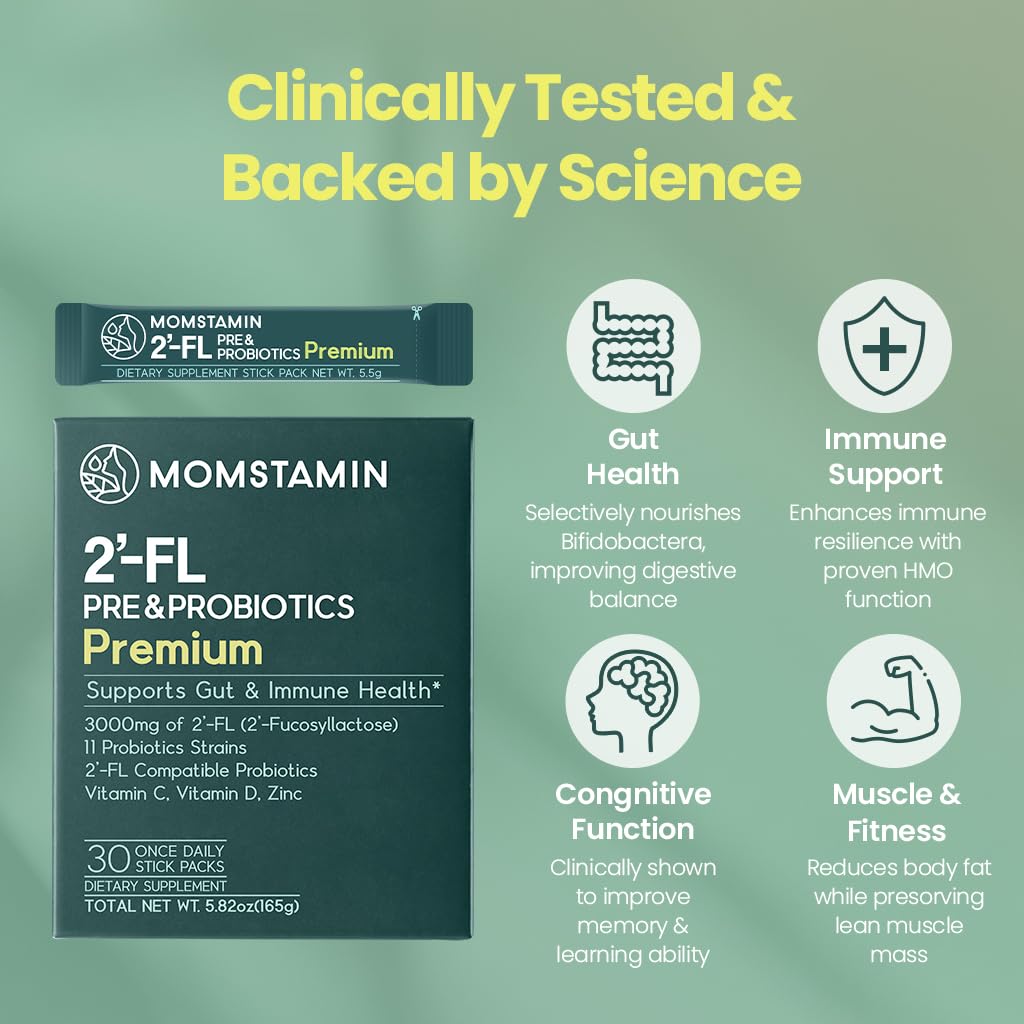 Ingrédients 2'-FL et prébiotiques MOMSTAMIN, HMOs bénéfiques.