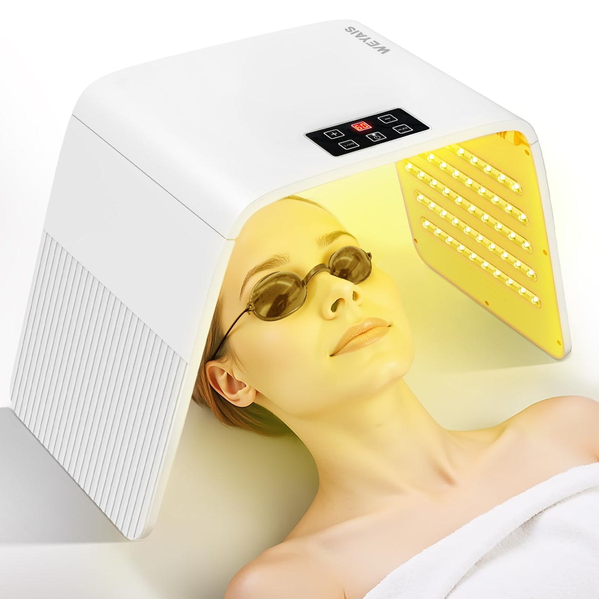 Monhallnow masque LED visage 7 couleurs, pour une routine de soin à domicile.