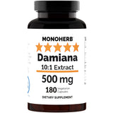 MONOHERB Damiana 500 mg, bouteille de capsules, extrait puissant prêt à l'emploi