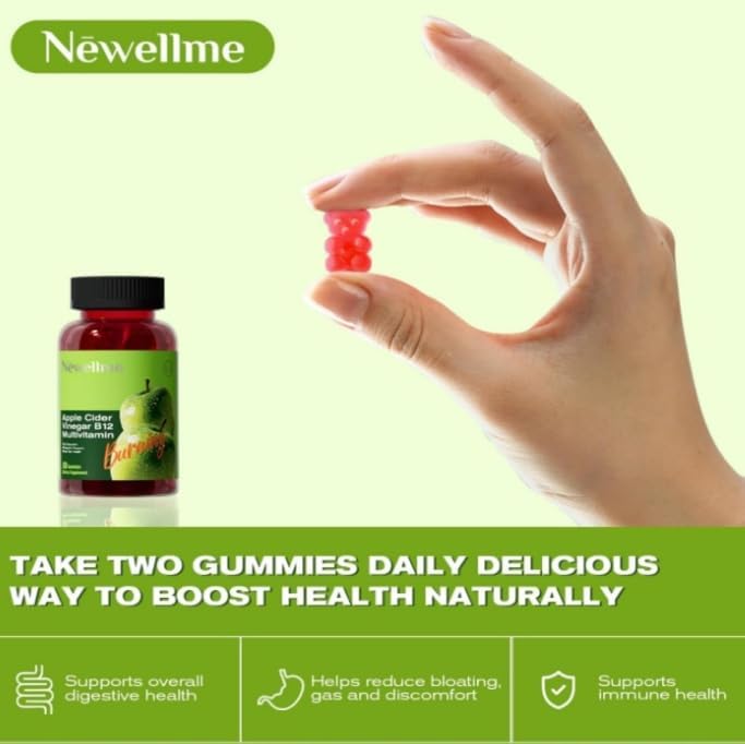 Montue Newellme gommes vinaigre de pomme bouteille ouverte, pratique et facile à consommer quotidiennement.