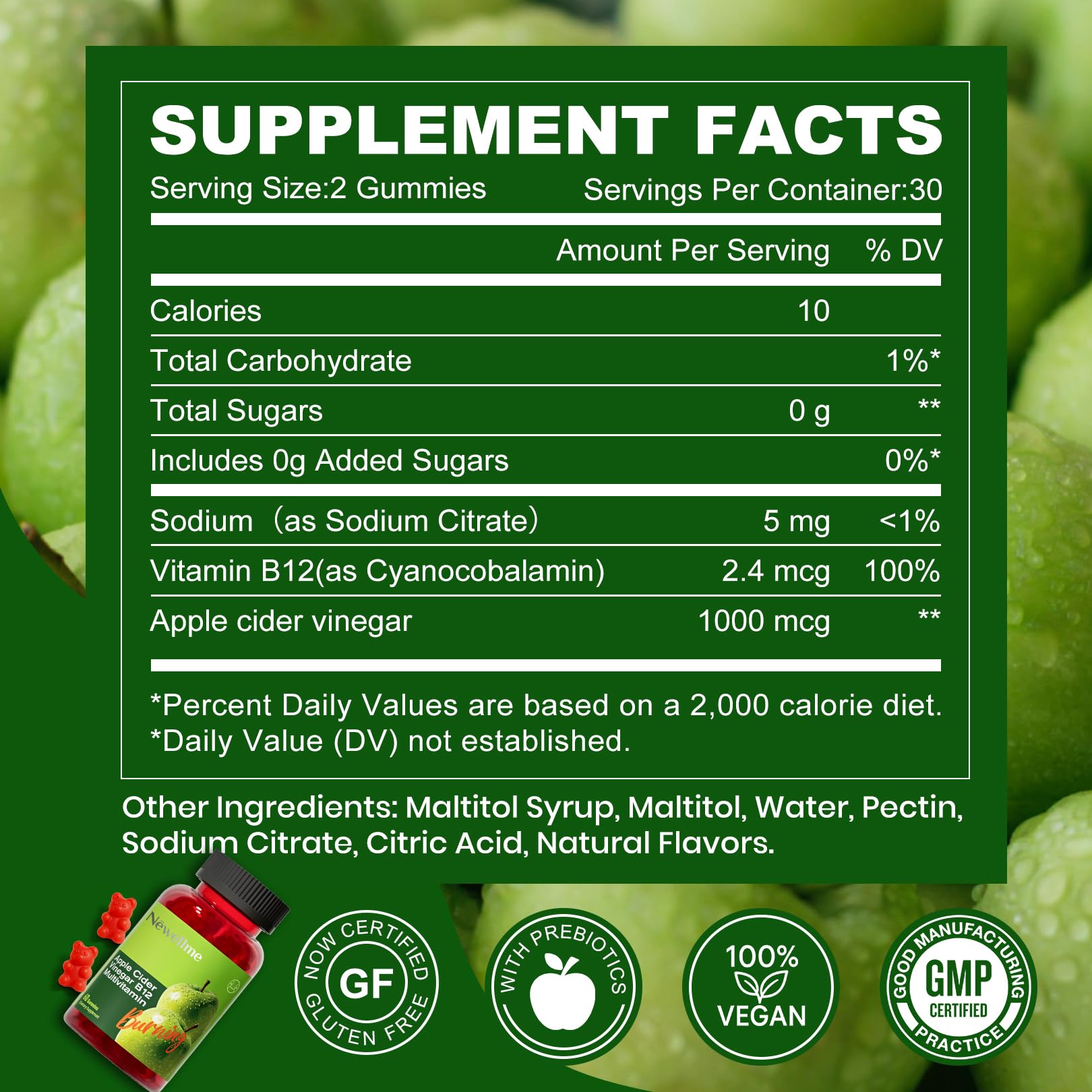 Gommes NEWELLME Montue cidre de pomme – bouteille facile à emporter.
