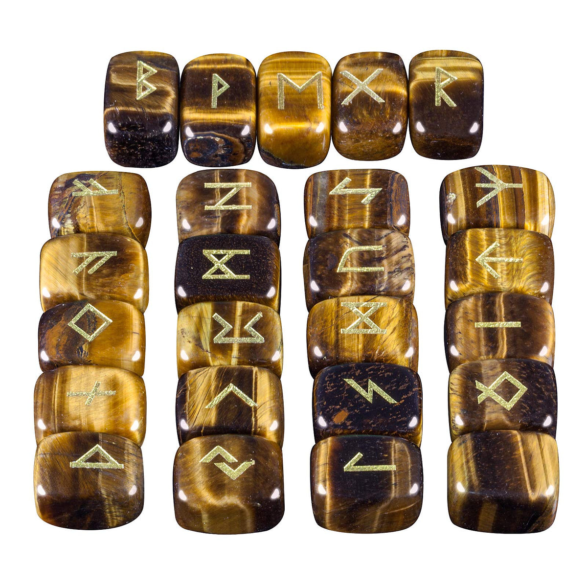 Mookaitedecor pierres runes Futhark ancien dorées pour méditation