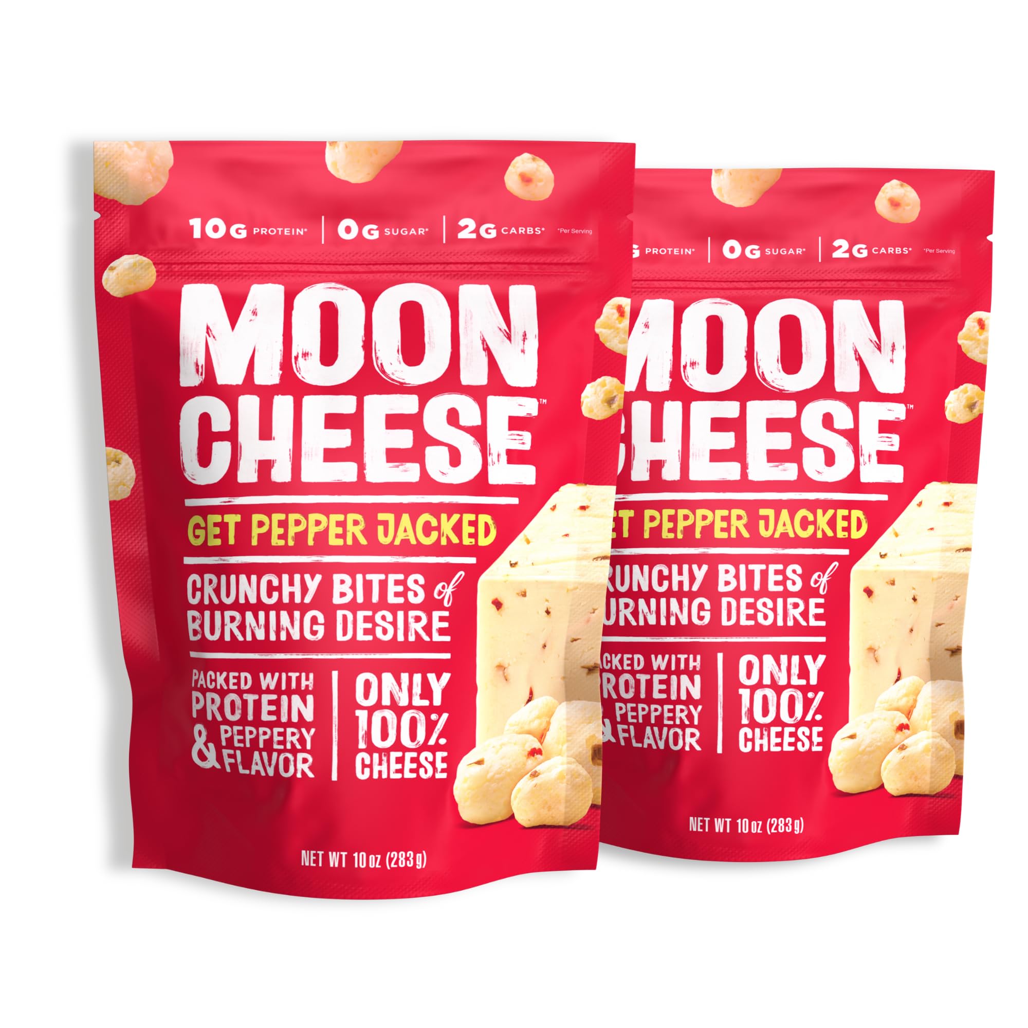 Moon Cheese bouchées emballage double, collation pratique à emporter.