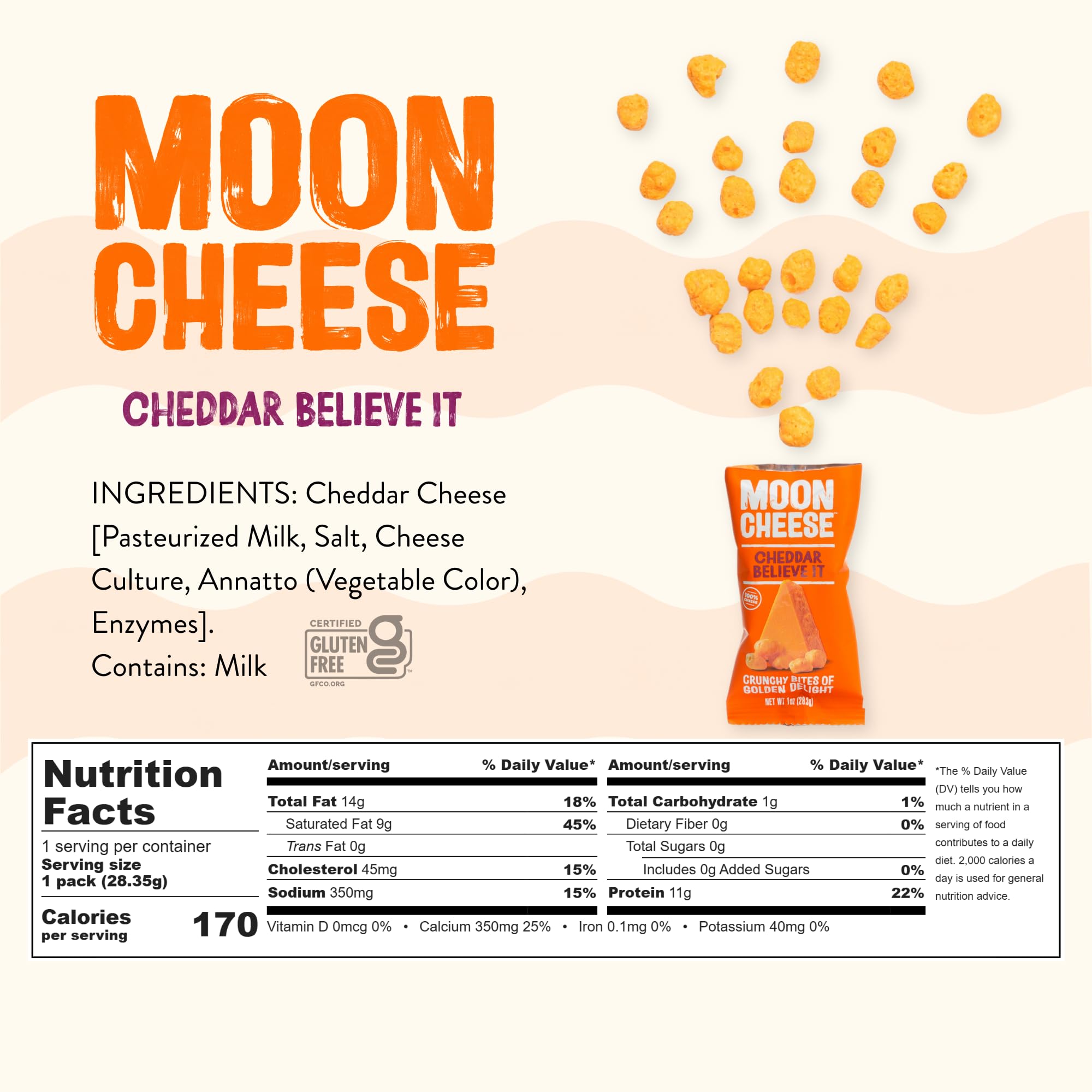 Moon Cheese Cheddar Believe It – parfait pour boîte à lunch et pause rapide