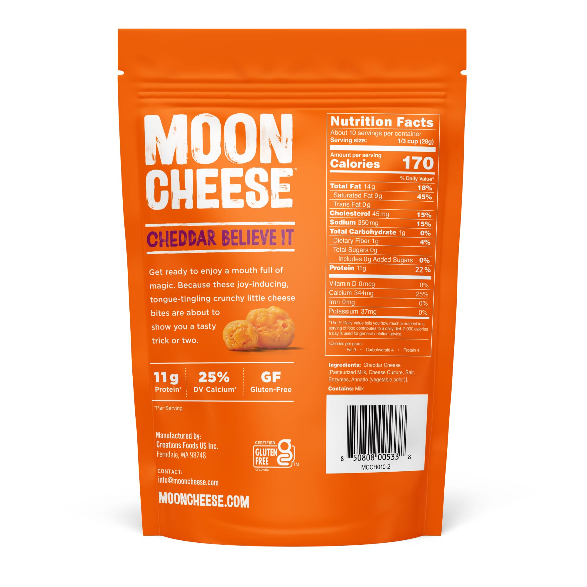 Moon Cheese cheddar Believe It morceaux croustillants, collation protéinée pratique