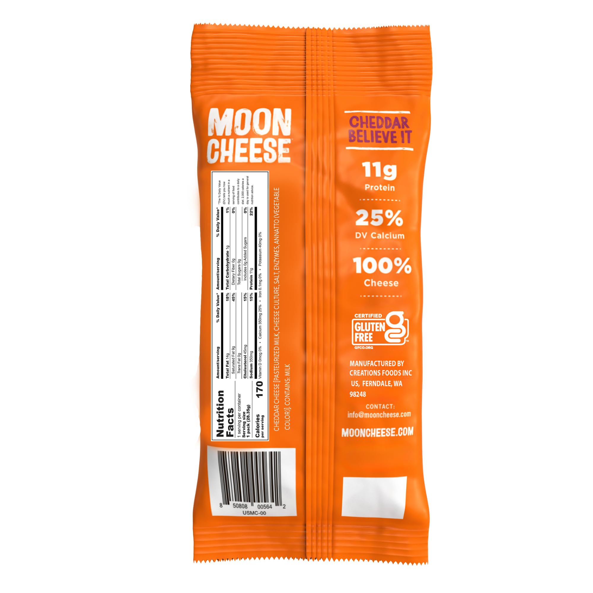 Moon Cheese Cheddar Believe It – snack à emporter, pratique en voyage