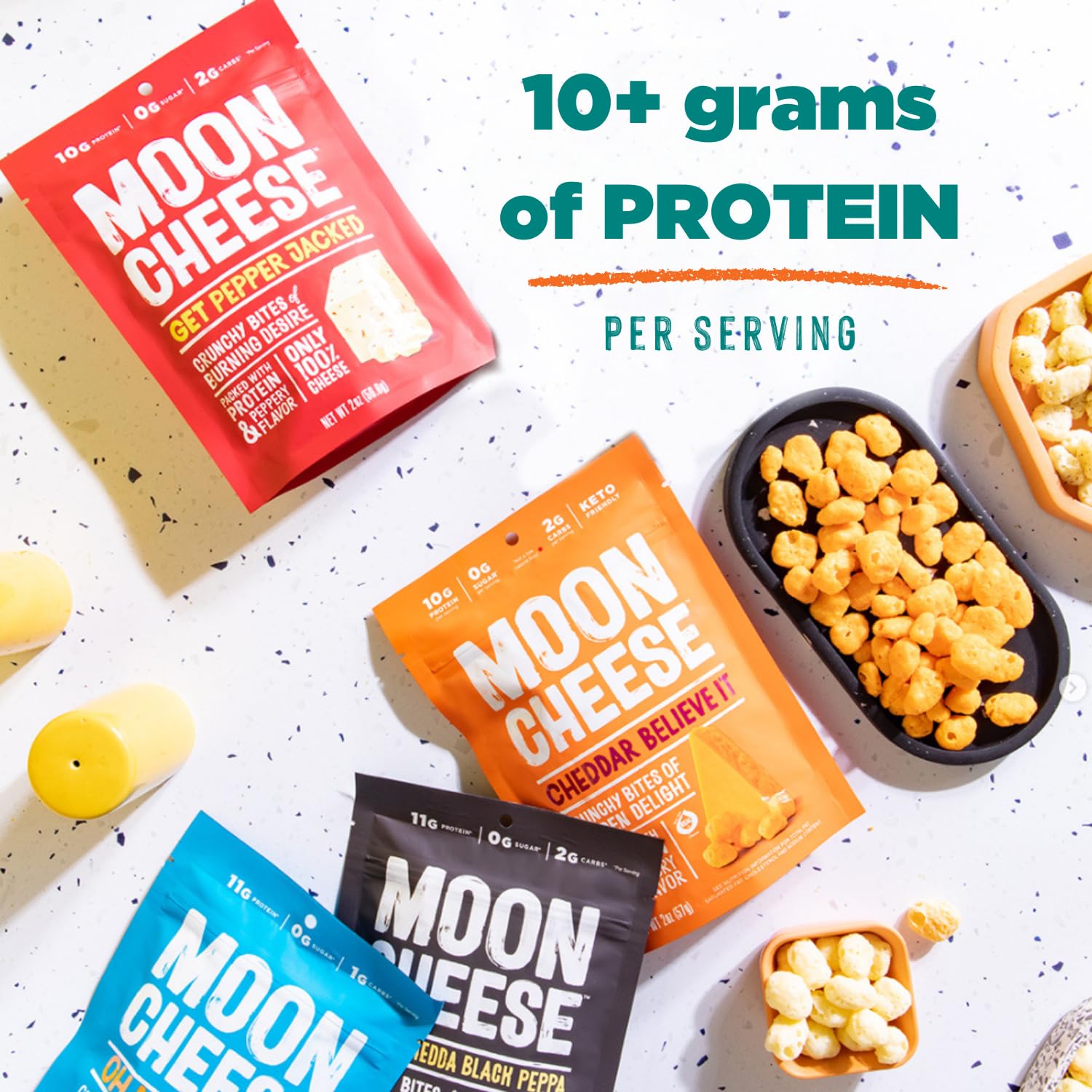 Moon Cheese cheddar Believe It snack riche en calcium pour le quotidien