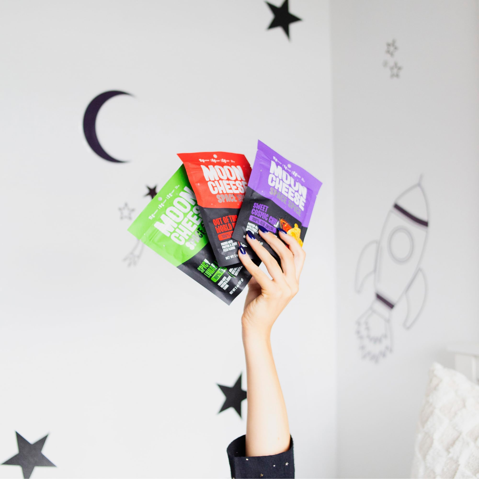 Moon Cheese Space Spice, option keto faible en glucides et sans sucre.