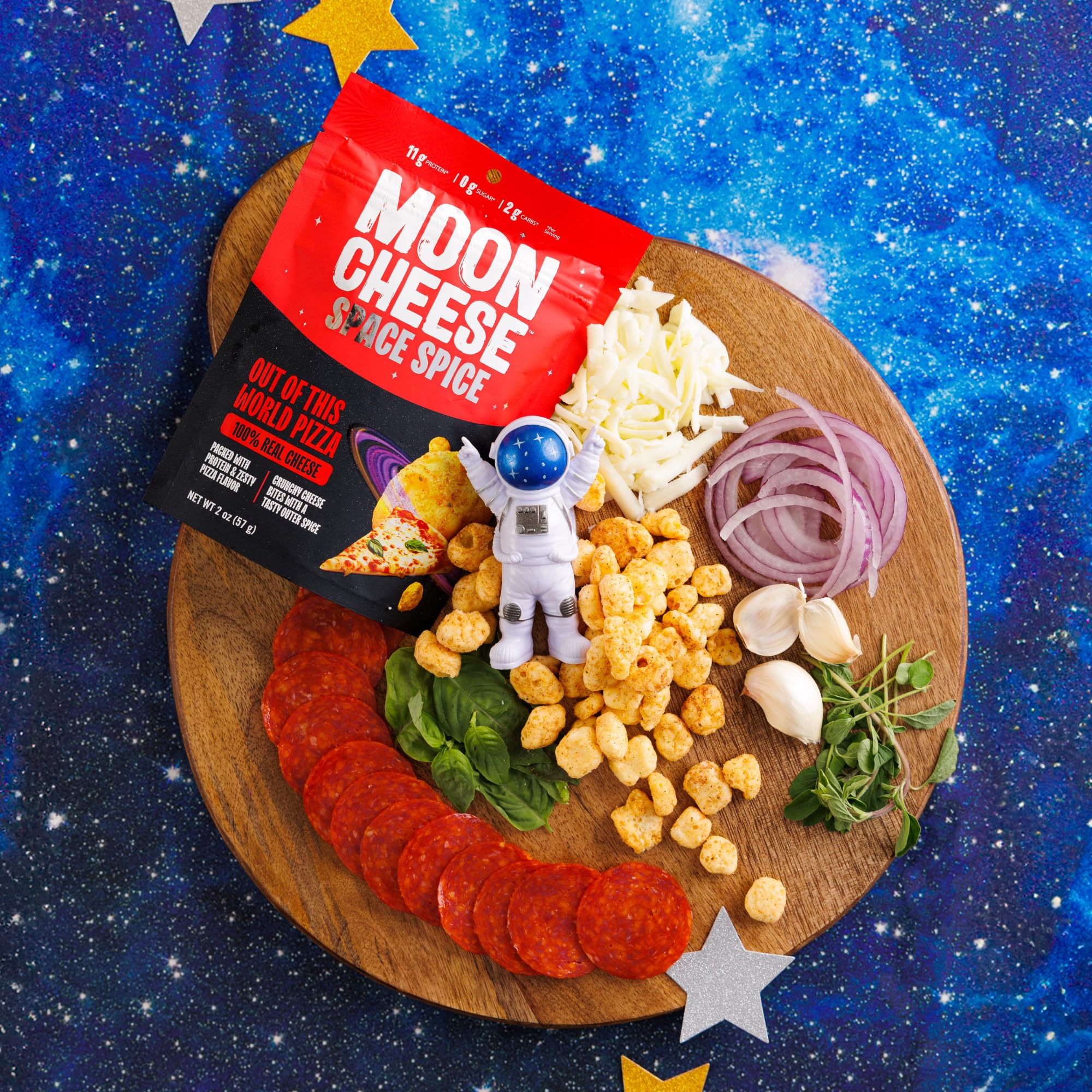 Moon Cheese Space Spice collation faible en sucre pour gourmands.