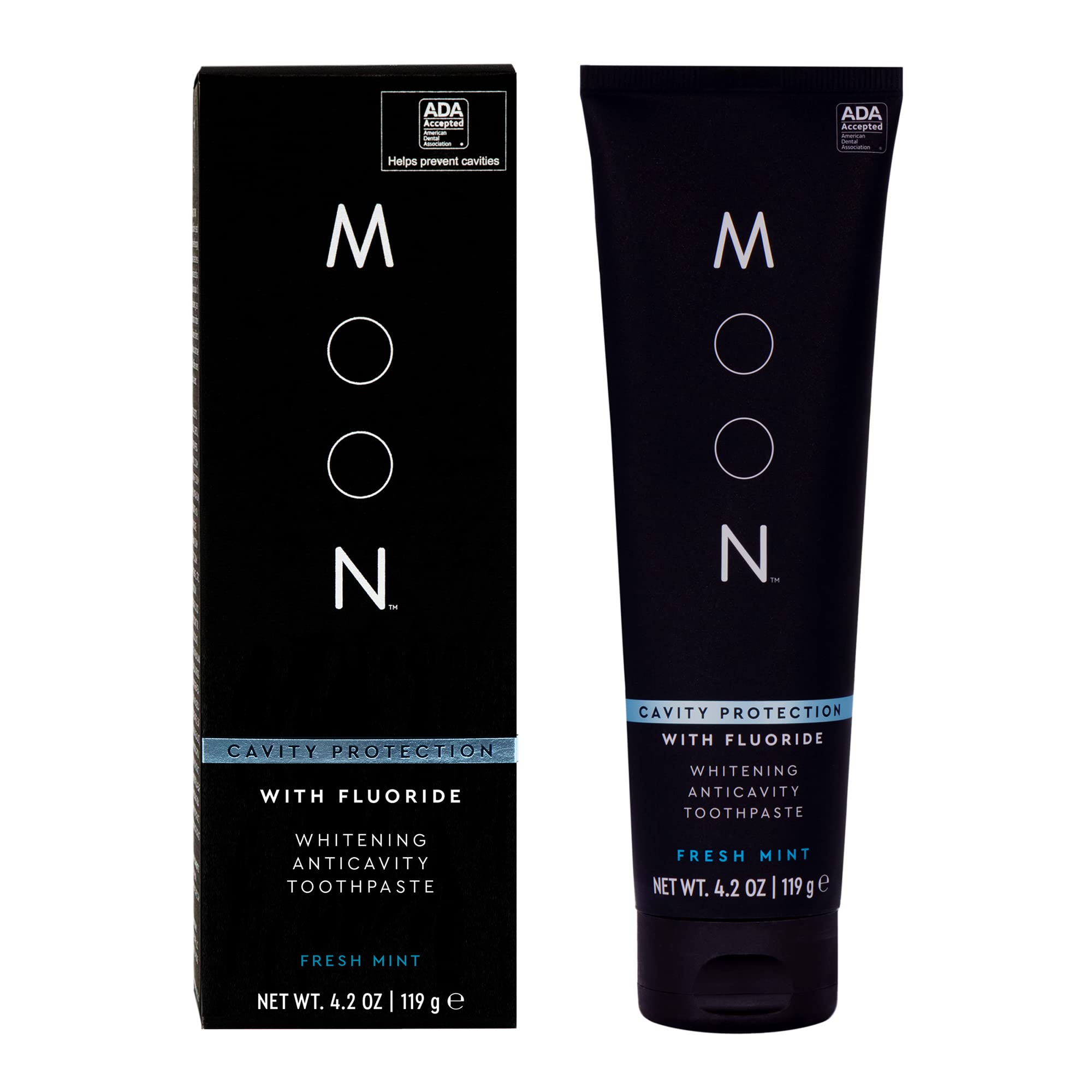 MOON dentifrice blanchissant—emballage pratique pour votre routine quotidienne