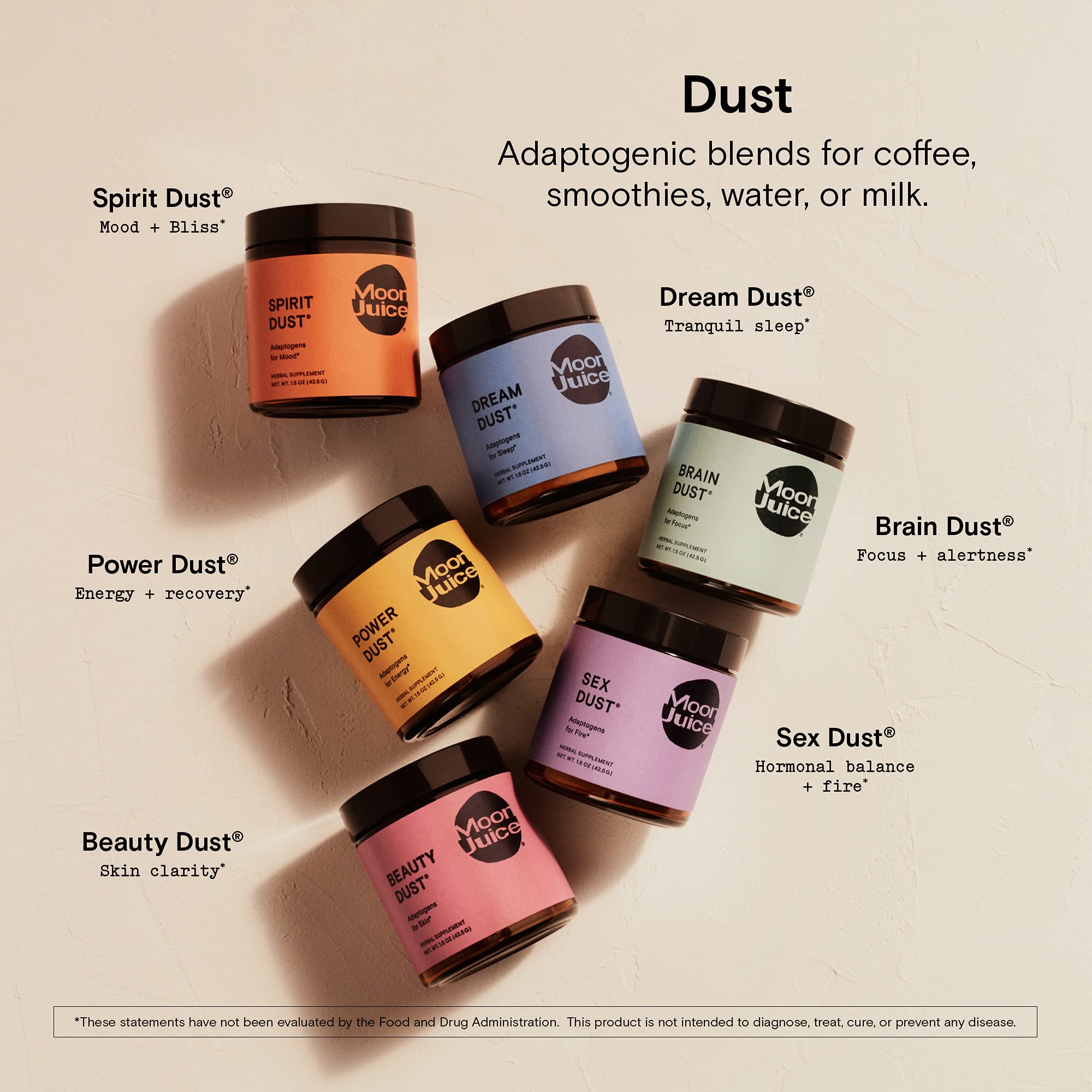 Moon Juice Brain Dust – Étiquette et ingrédients visibles, prêt pour votre routine bien-être.