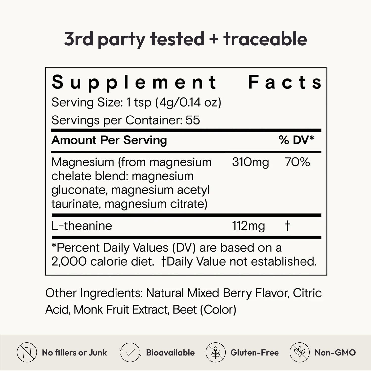 Moon Juice Magnesi-om Berry bocal, rangement facile.