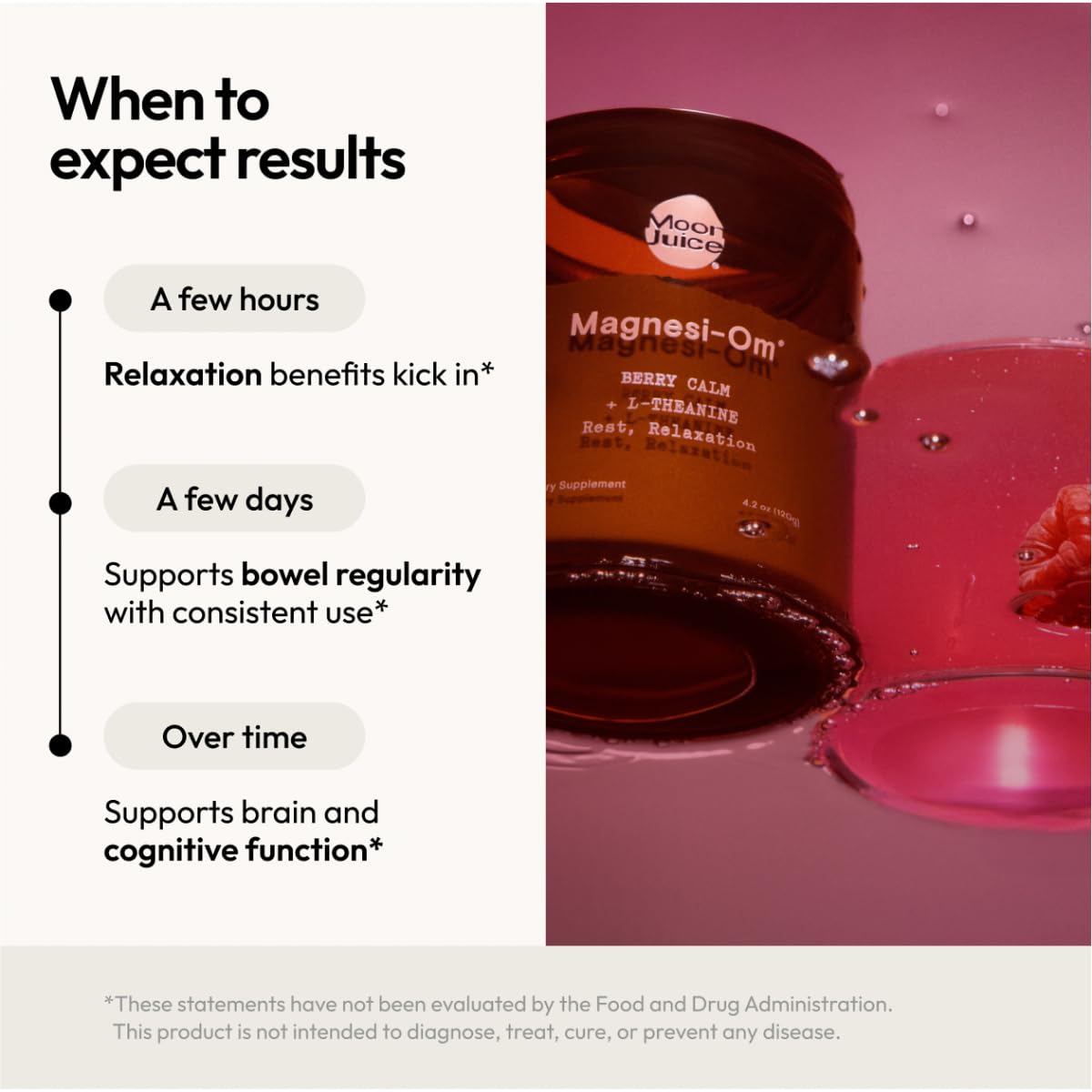 Moon Juice Magnesi-om Berry ingrédients propres, formulation adaptée.