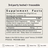 Moon Juice Magnesi-Om étiquette ingrédients : traçabilité et choix du magnésium.