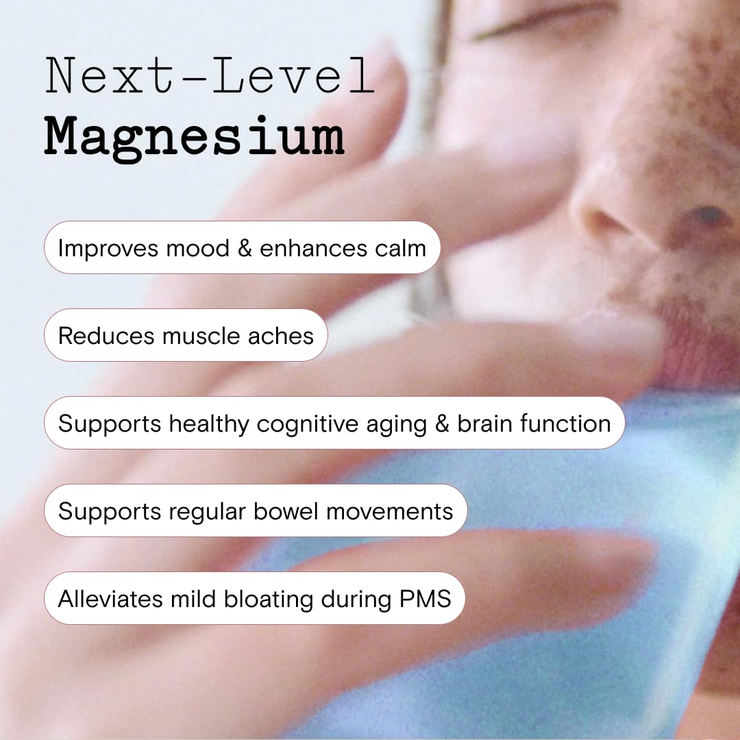 Étiquette Moon Juice Magnesi-Om vegan et sans OGM, transparente.