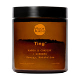 Moon Juice Ting poudre mangue, parfum frais, énergie soutenue sans sucre ajouté.