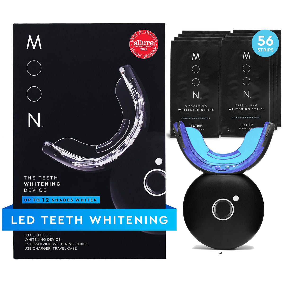 MOON kit blanchiment dents, ensemble prêt à l’emploi et design élégant.