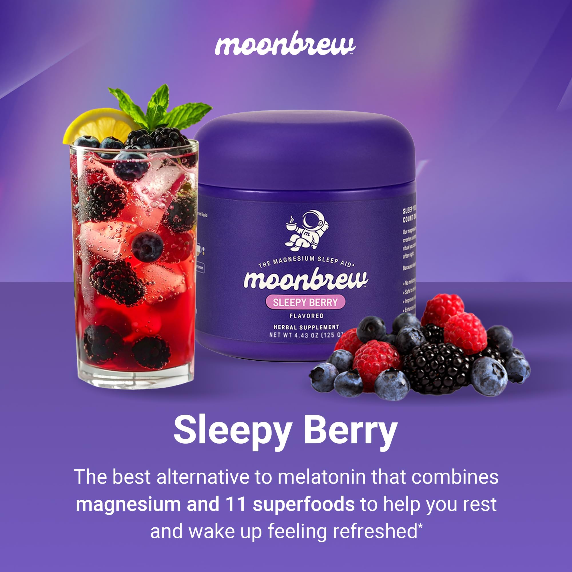 MoonBrew Baies Somnifiques Nocturnes pot sur étagère emballage pratique