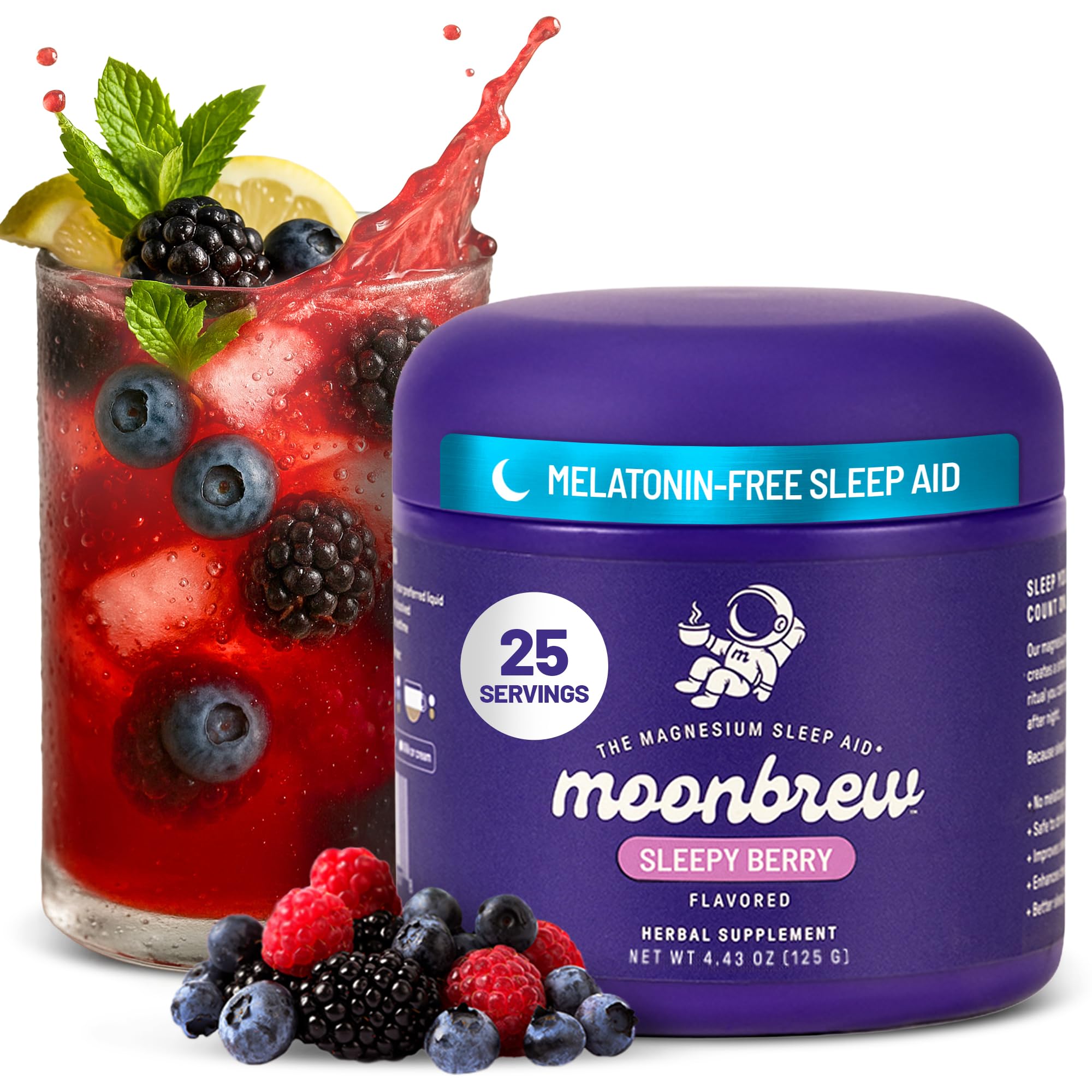 MoonBrew Baies Somnifiques Nocturnes poudre et etiquette idéale pour votre routine nocturne