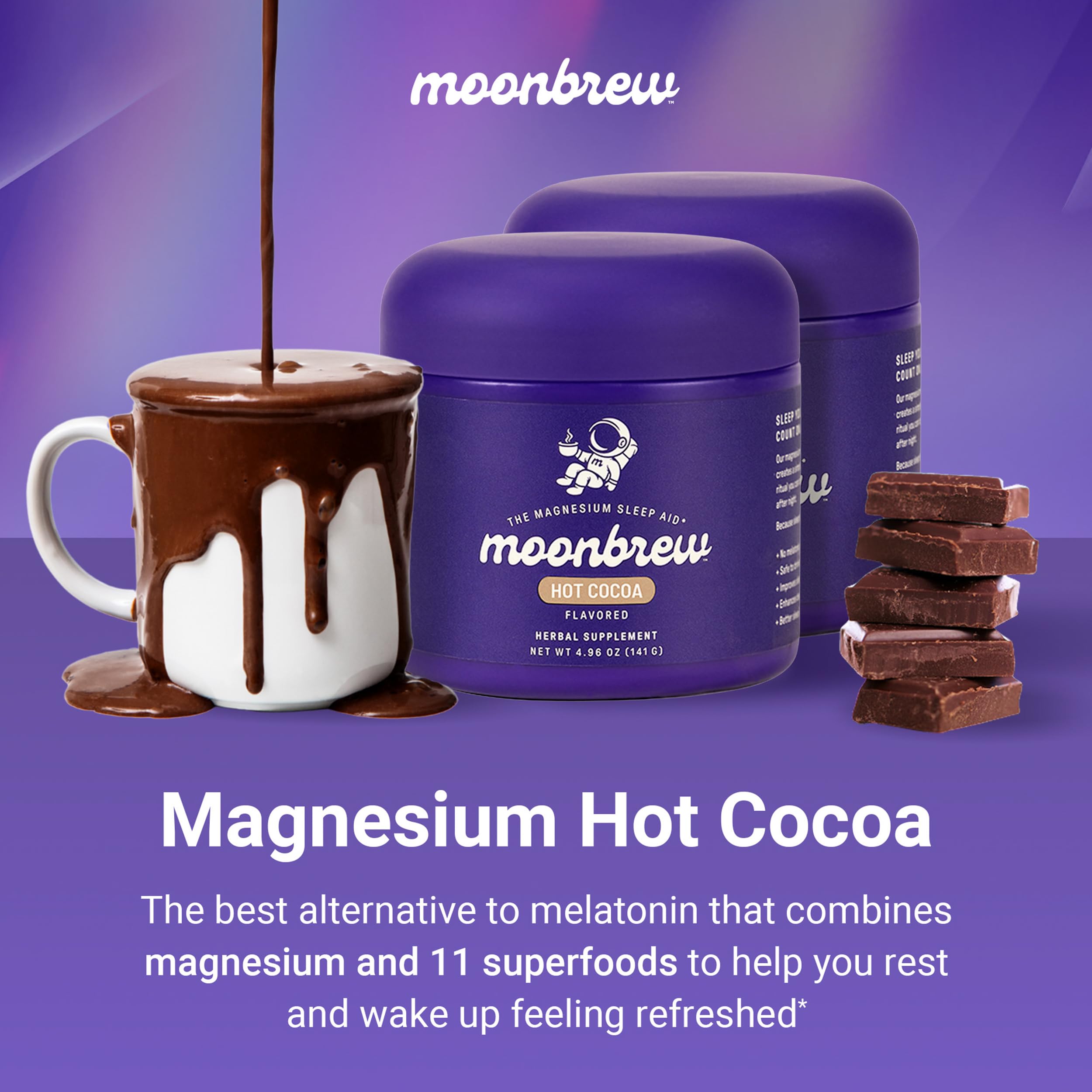 MoonBrew Chocolat Chaud Nuit, cuillère-poudre prête à mélanger