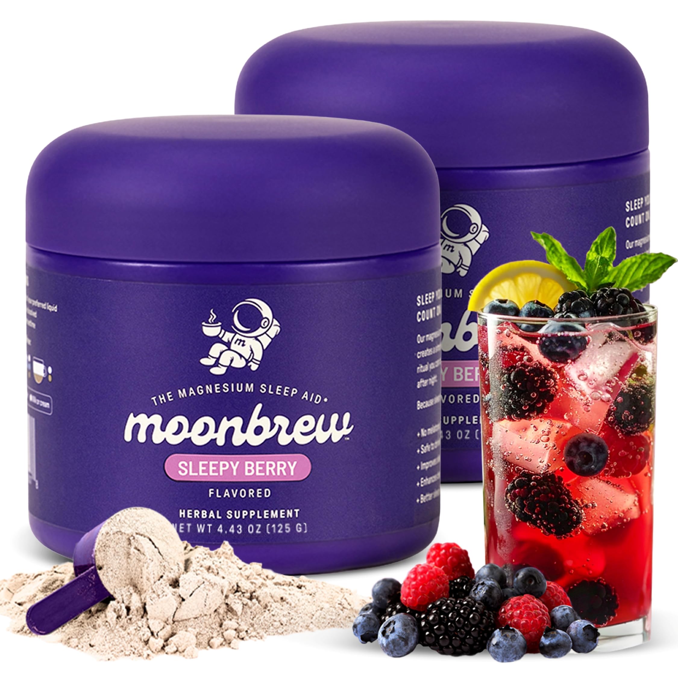 MoonBrew Nuit Baie Endormie en poudre, texture douce pour la routine nocturne.
