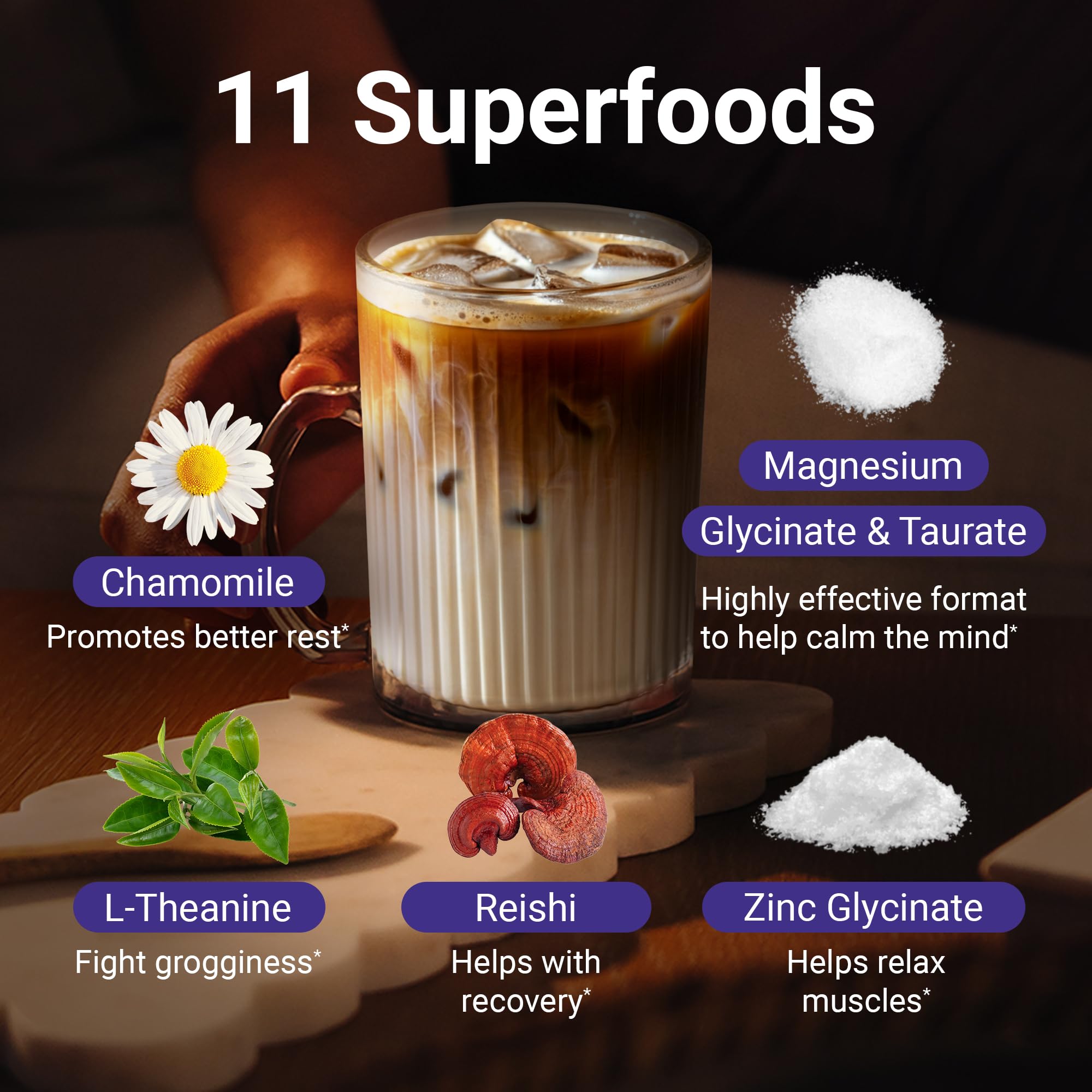 MoonBrew Vanilla Latte, magnésium glycinate, favorise la relaxation en soirée.