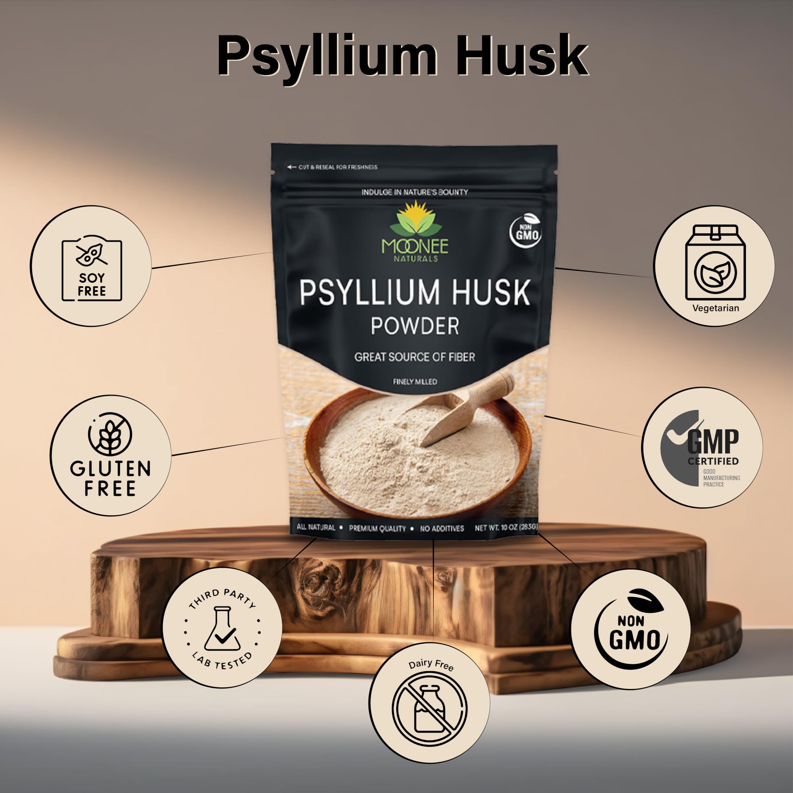 Cuillere-mesure Moonee Naturals Psyllium Husk Poudre.