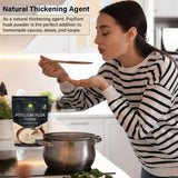Moonee Naturals Psyllium Husk Poudre épaississant dans soupe.
