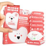MOONIES lingettes féminines compactes pour voyage, pratiques et discrètes.