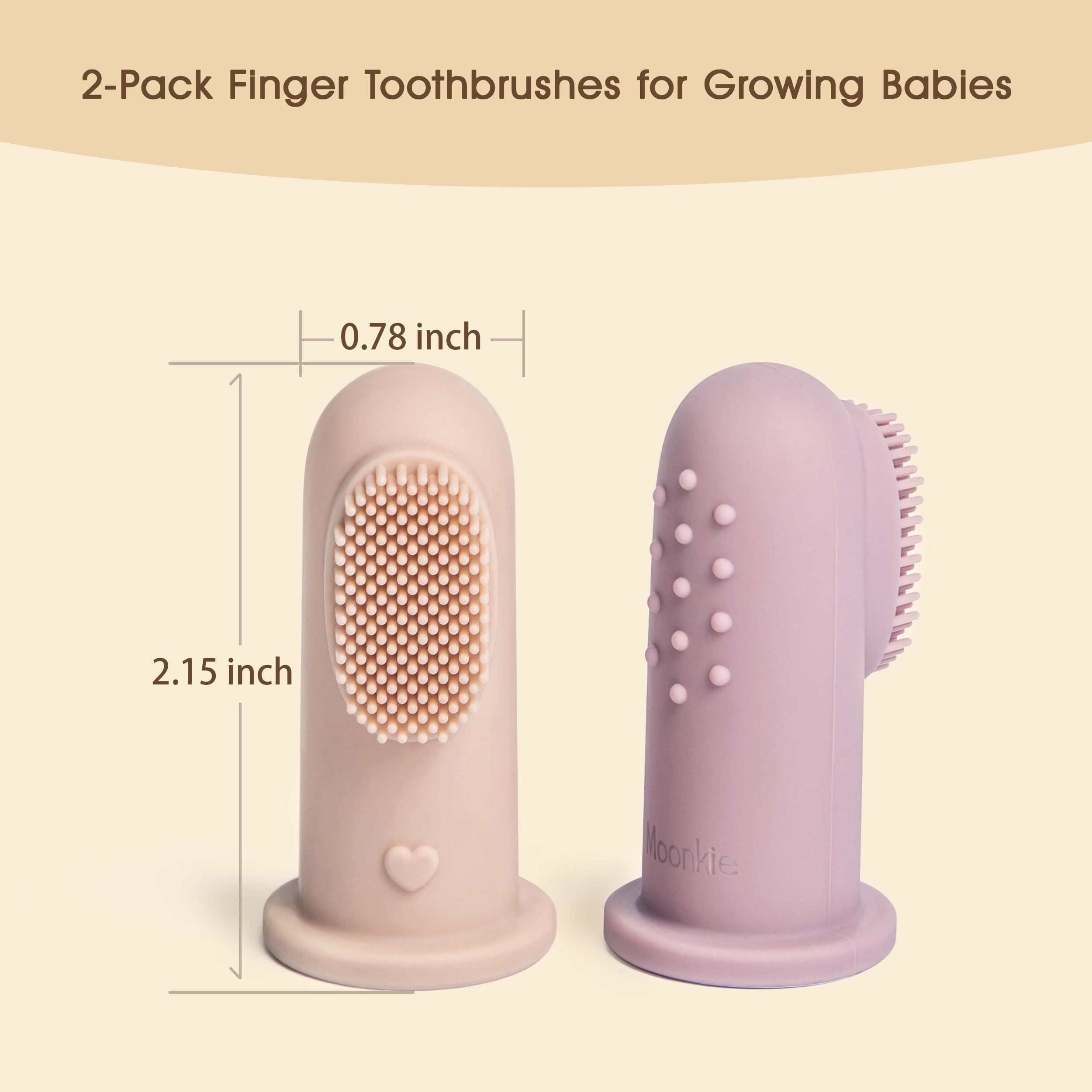 Moonkie brosse-doigt bébé prise en main facile pour un brossage en douceur.