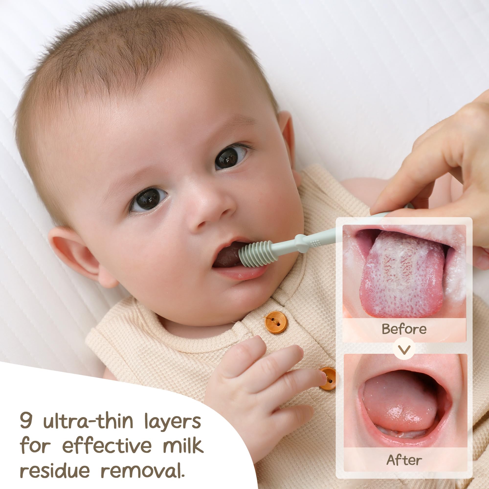 Moonkie kit duet silicone pour bébé, duo pratique pour la routine buccale