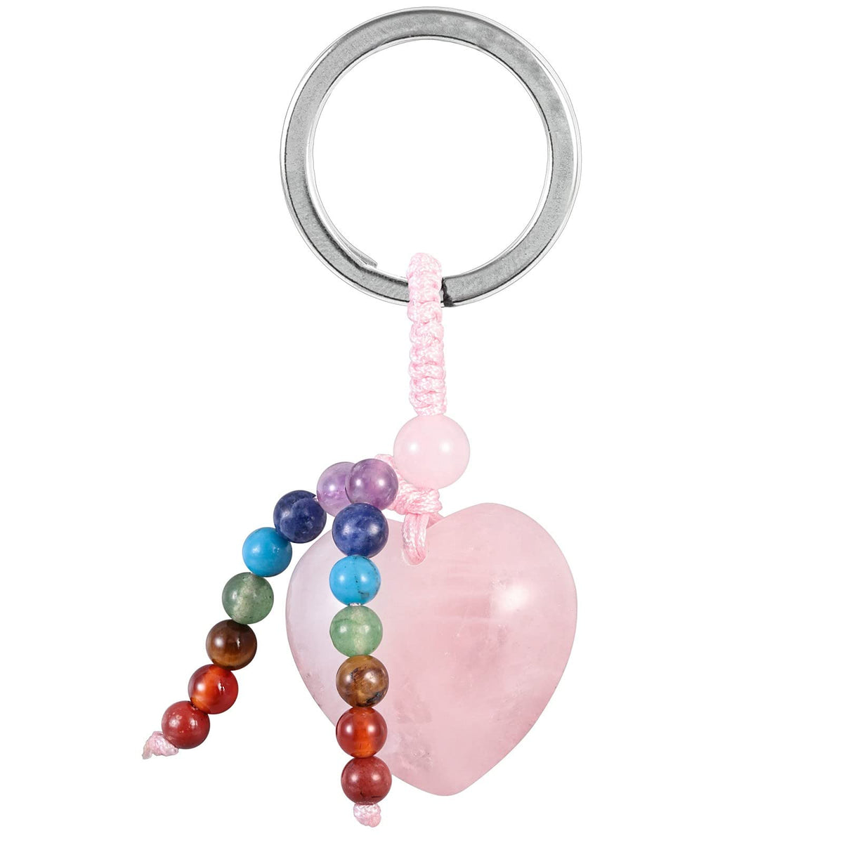 moonsix porte-clé cœur en cristal avec quartz rose, élégant et symbolique au quotidien.