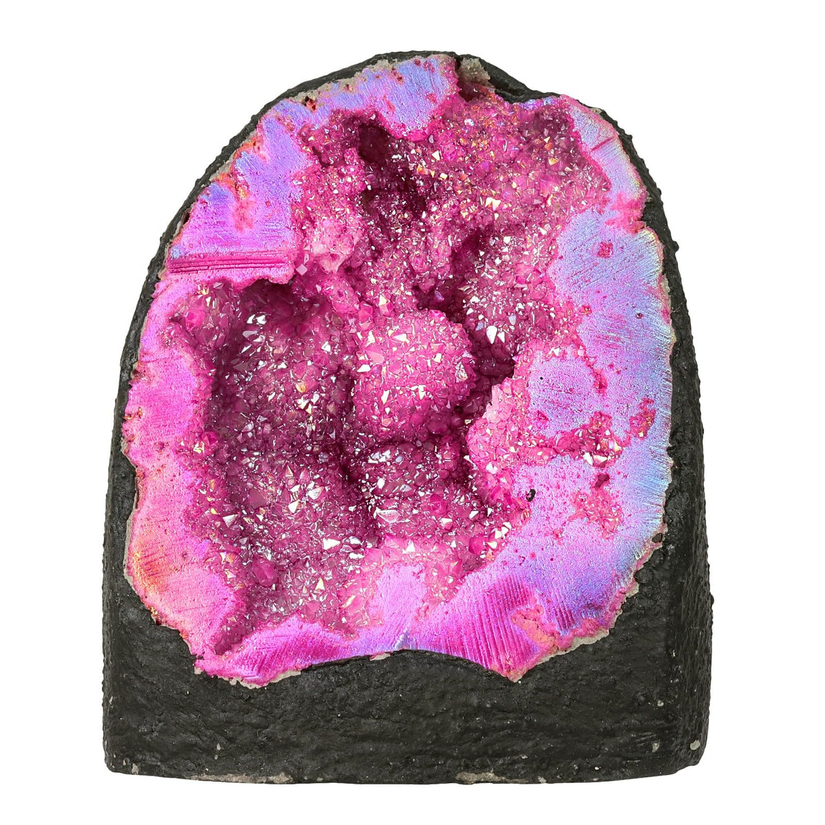 moonsix géode druzy fuchsia avec revêtement titanium, décor bureau zen