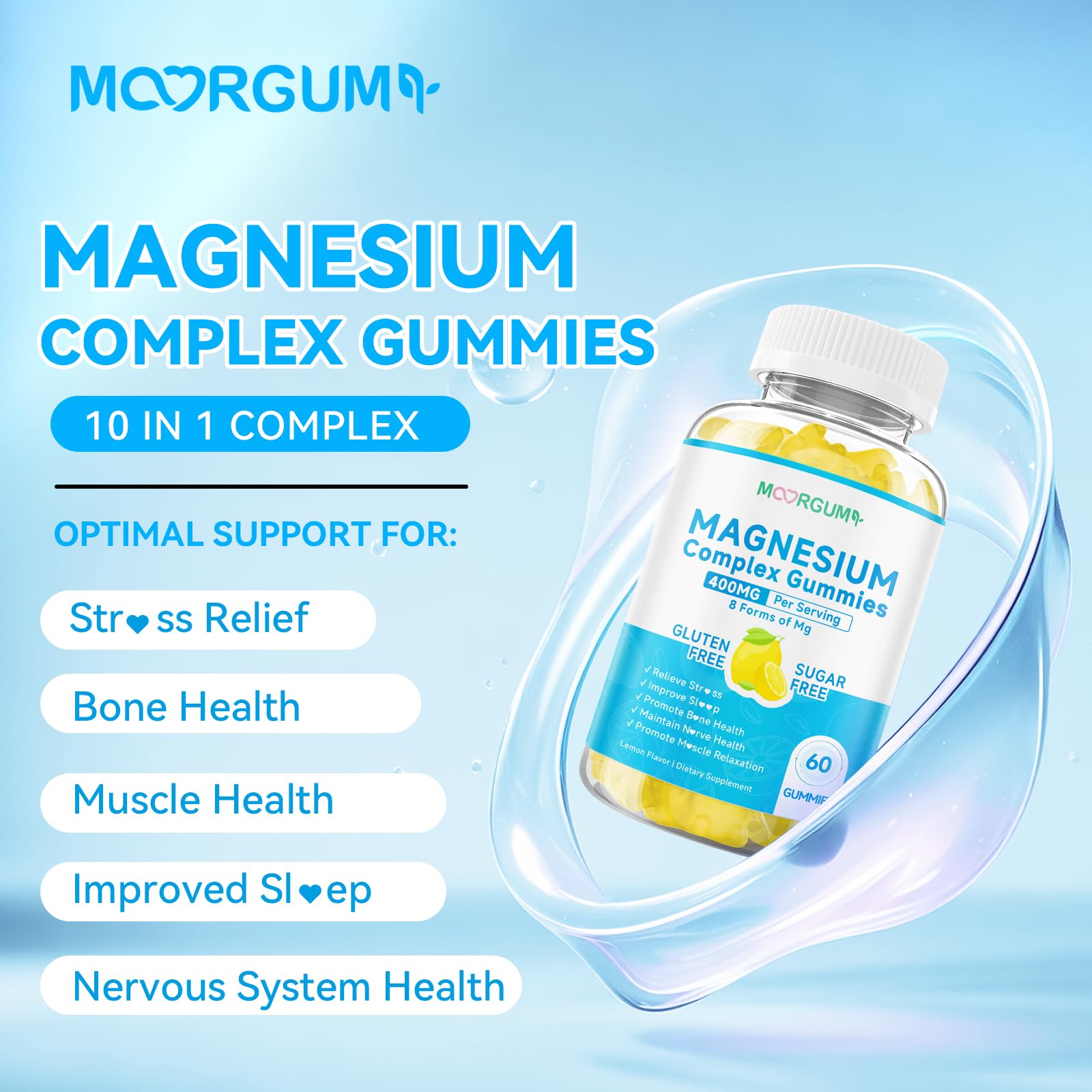 MOORGUMY gommes ashwagandha extrait, aperçu pour la gestion du stress potentiel.