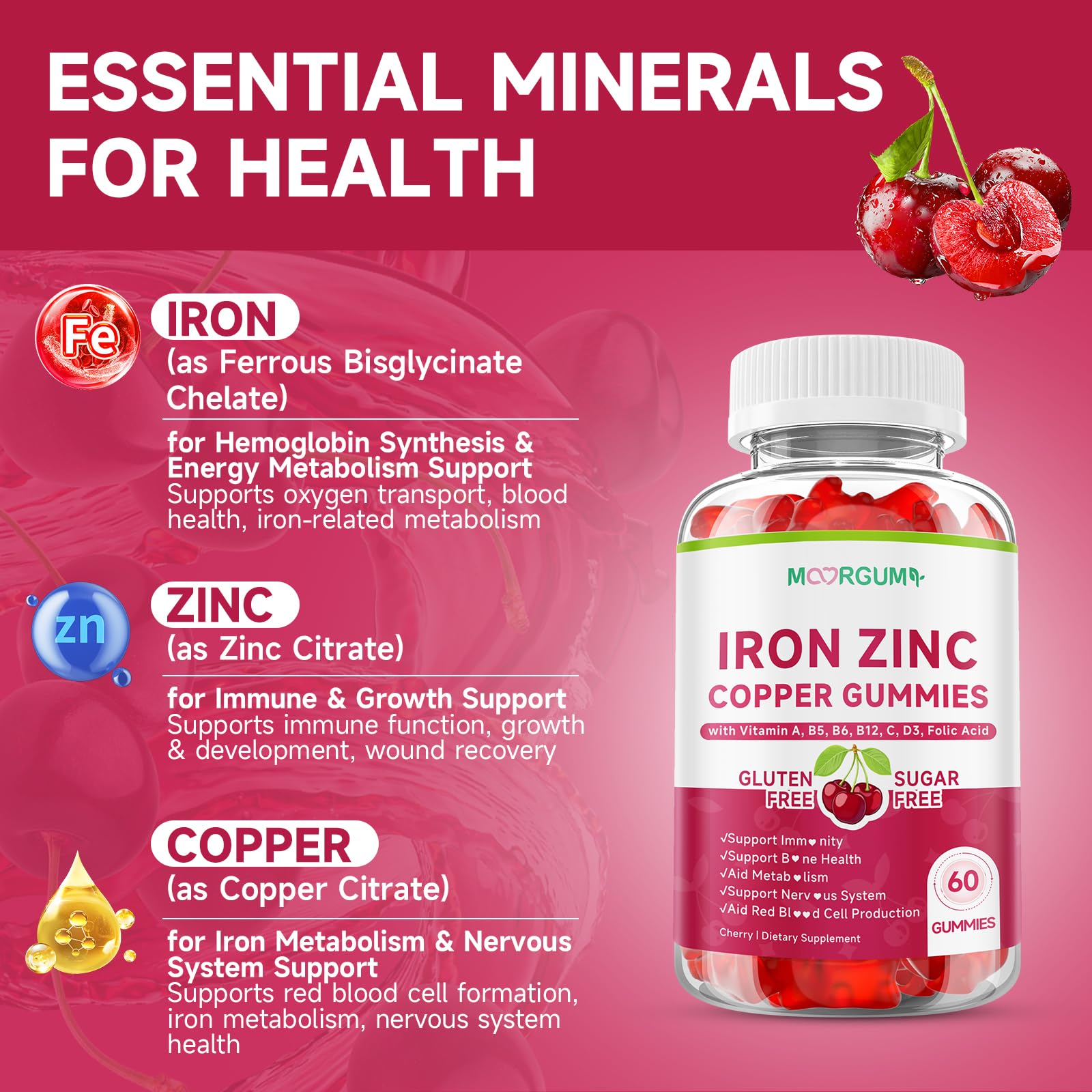 MOORGUMY ingrédients fer zinc cuivre, icônes des minéraux essentiels