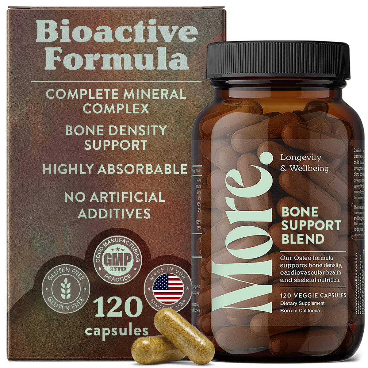 More Calcium Premium, bouteille de capsules: soutien pratique à la santé osseuse.
