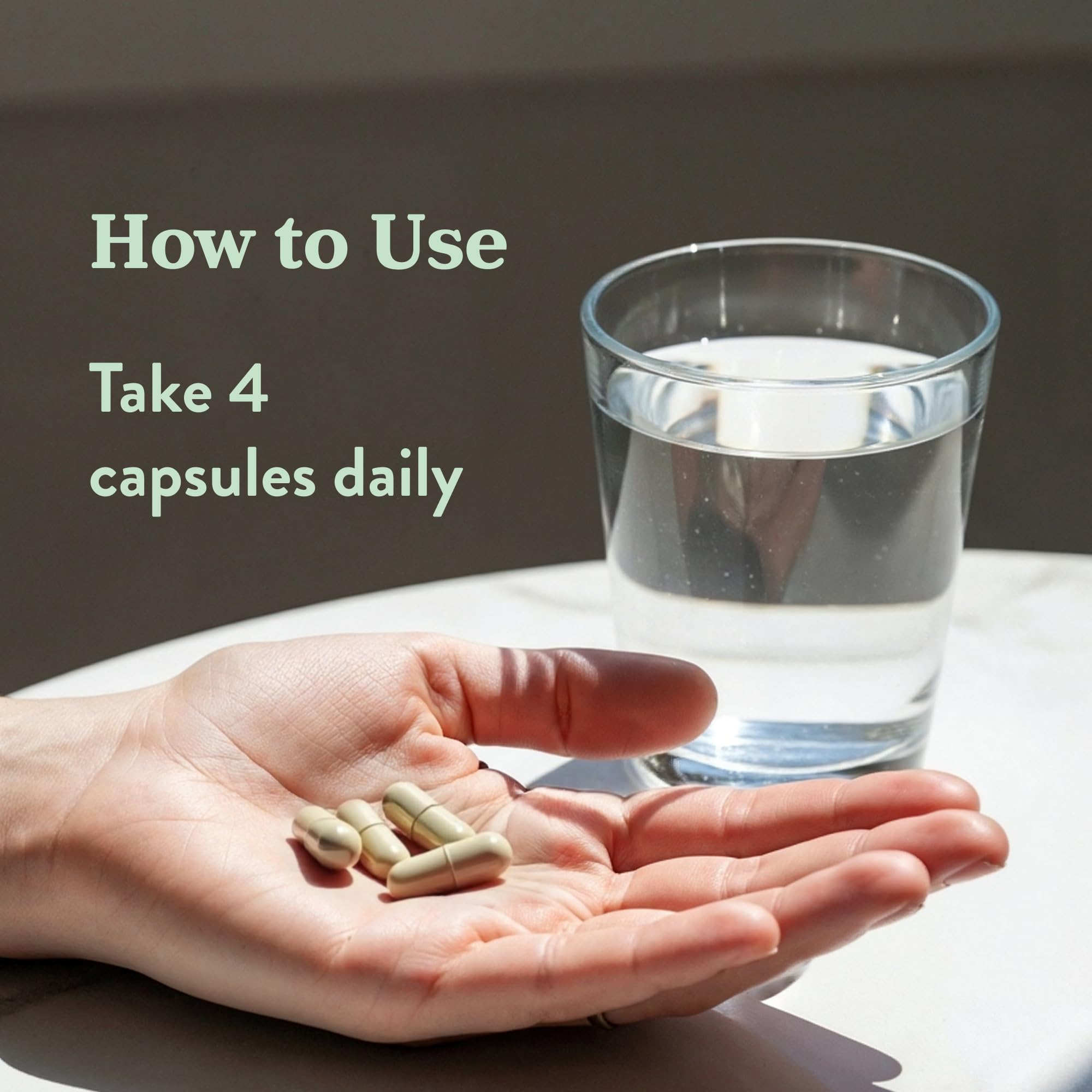 More Calcium Premium, prise quotidienne de 4 capsules dans le cadre d’une routine.