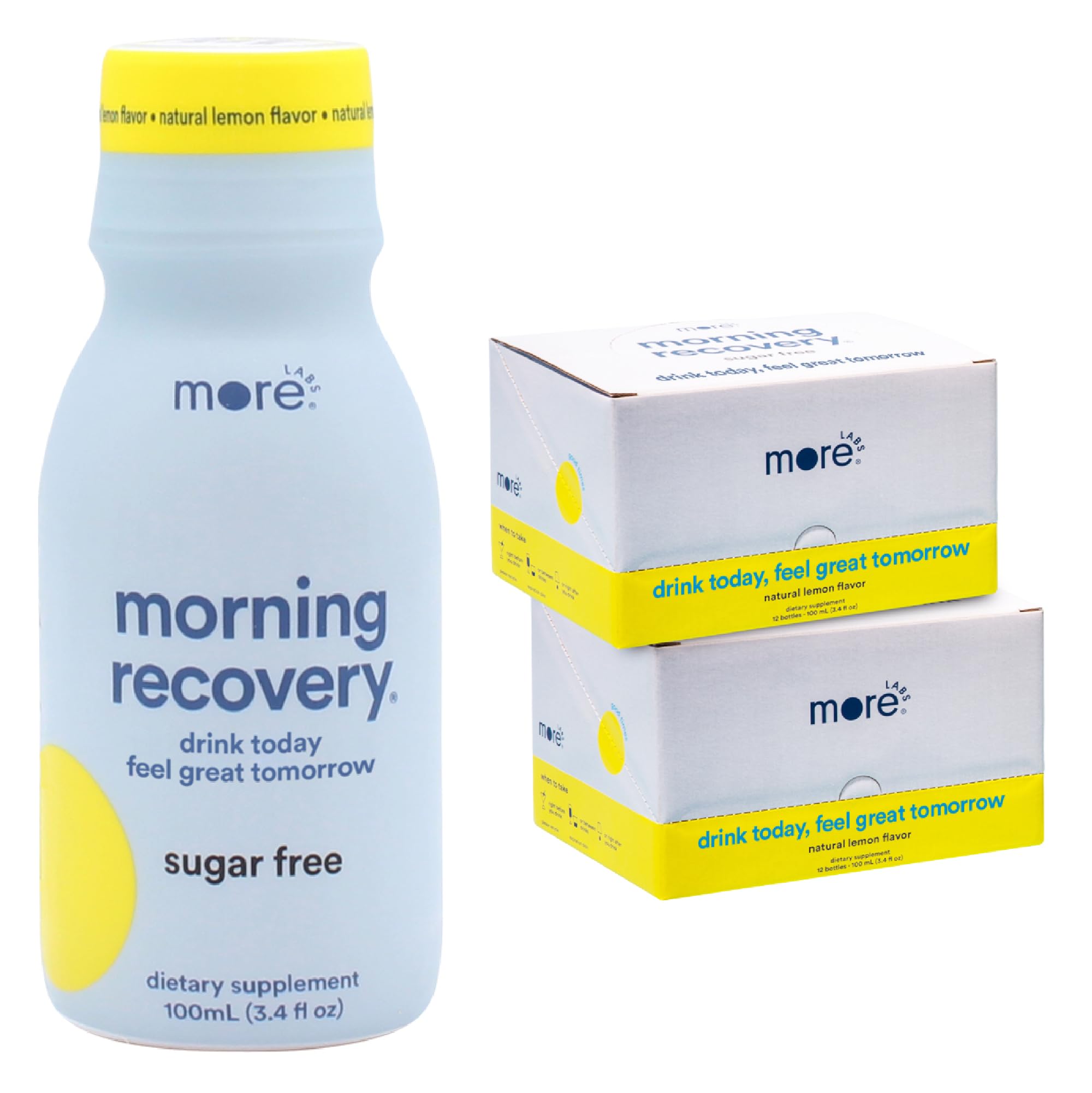 More Labs Morning Recovery – bouteille prête à hydrater lors d’une soirée.