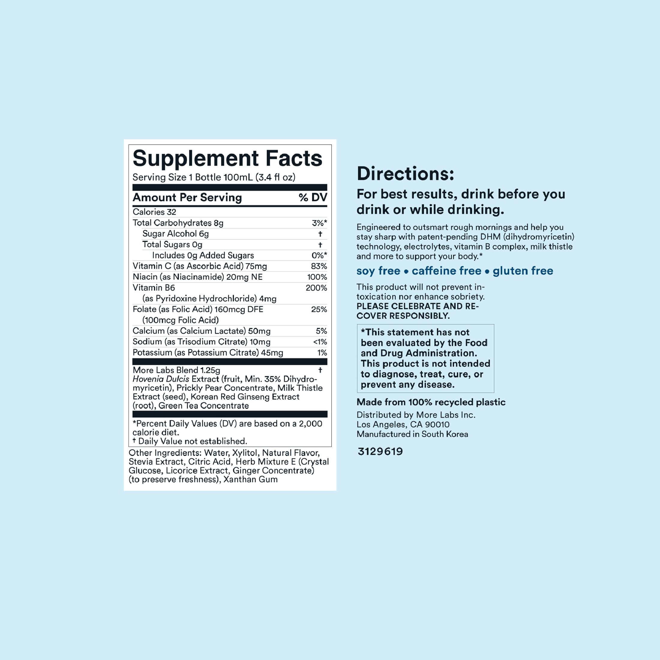 More Labs Morning Recovery – gout-pasteque, expérience rafraîchissante sans sucre.