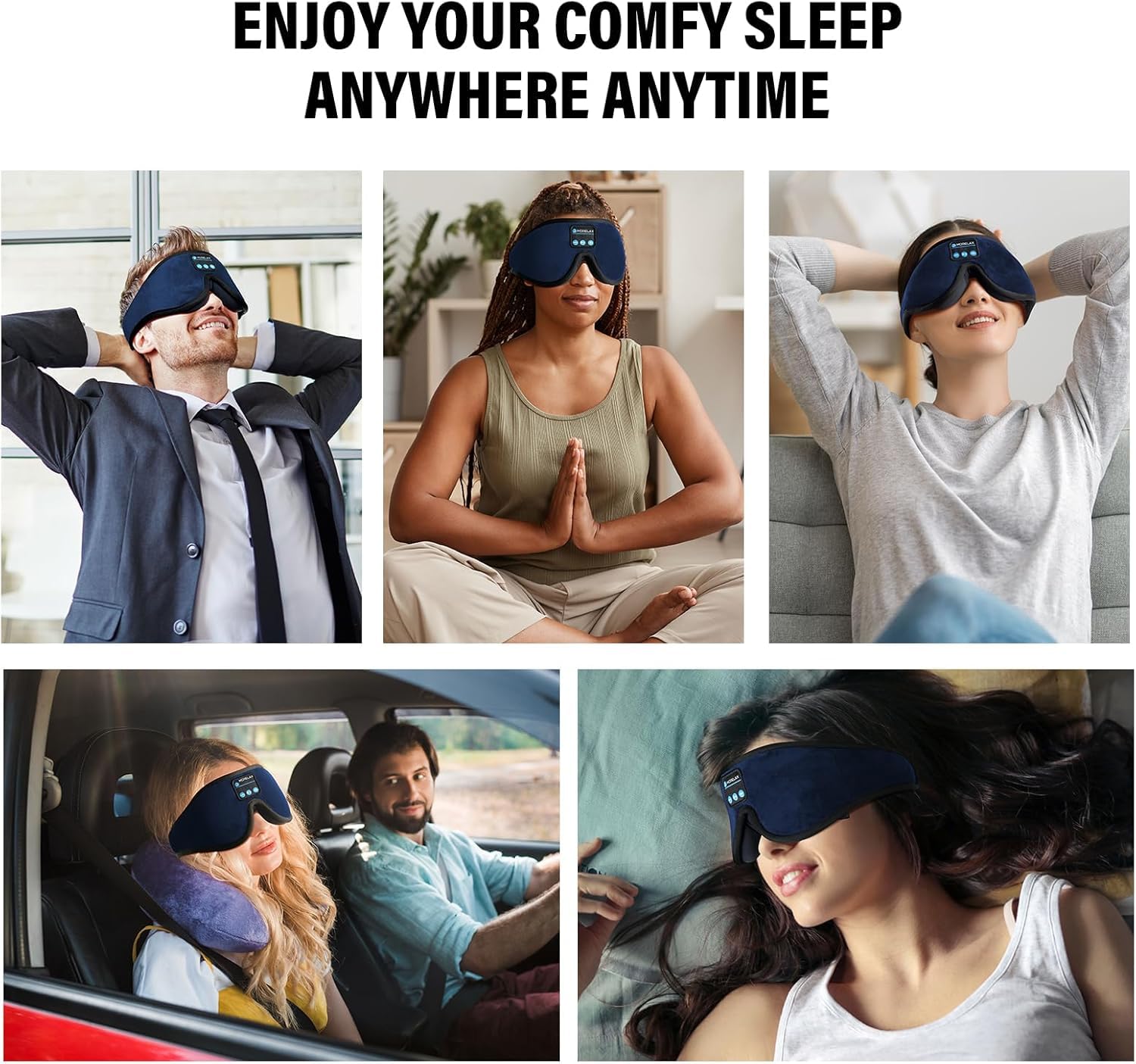 Morelax cadeau détente: masque et écouteurs pour relaxation à domicile.