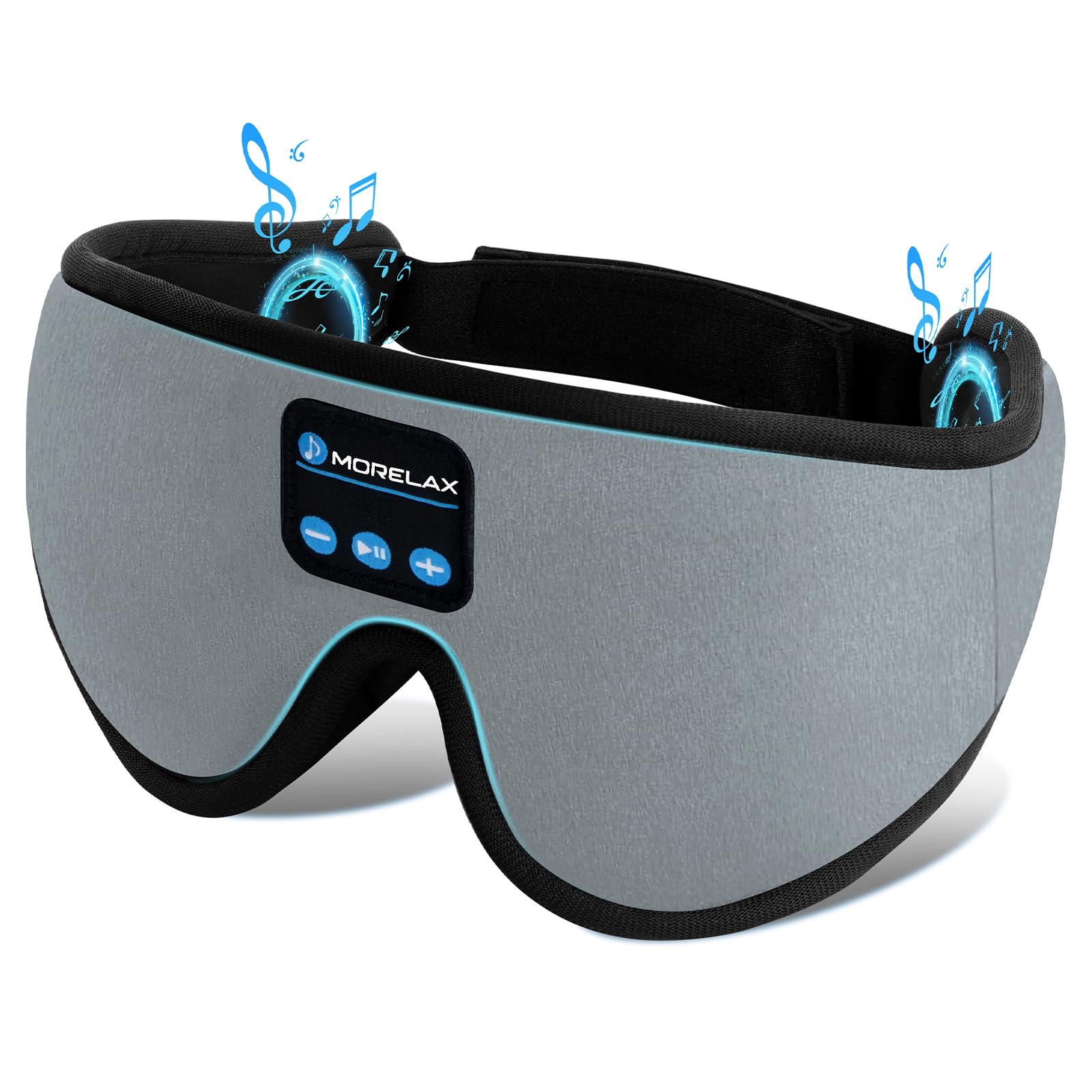 Morelax masque-sommeil-bluetooth-3d-design, confort et obscurité pour s'endormir facilement.