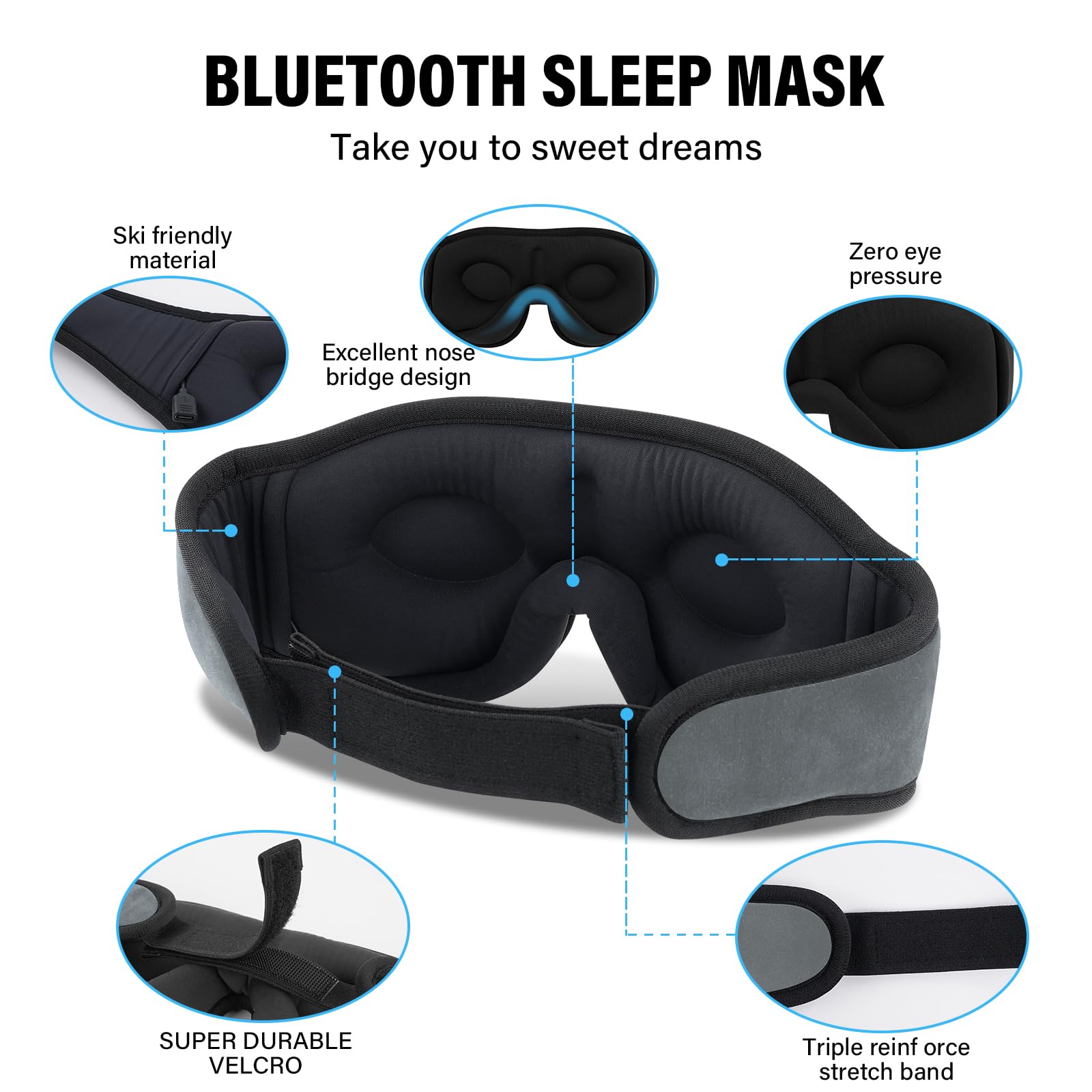 Morelax-masque-sommeil-microphone-appels, appels mains libres pendant la détente.