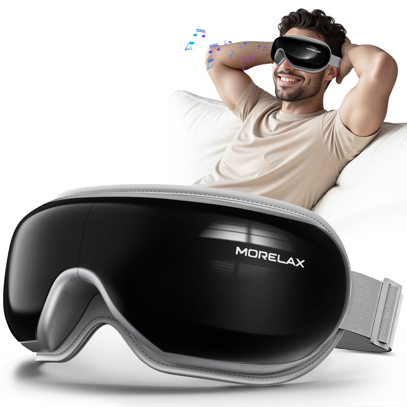 Morelax Masseur oculaire, vue de face noir, relaxation des yeux.