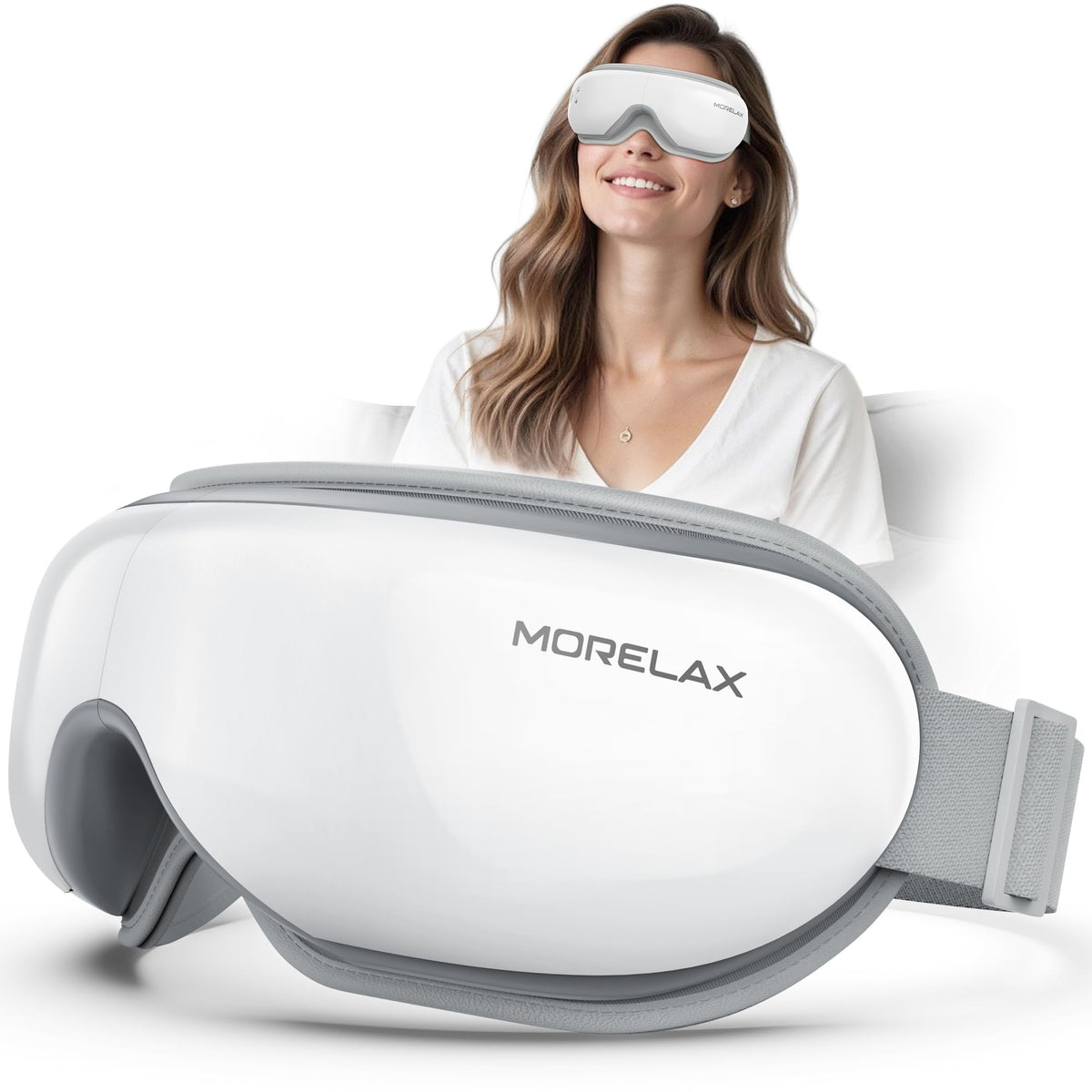 Morelax Masseur Yeux: chaleur apaisante et musique sans fil pour relaxer les yeux.