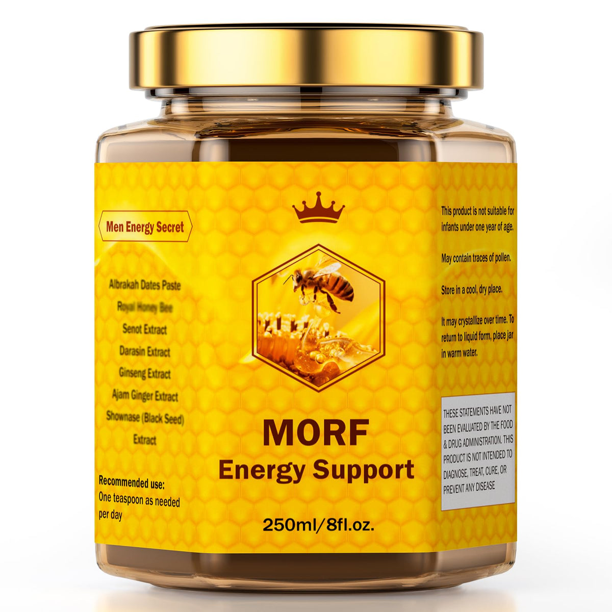 MORF Energy Support pâte Ajwa saveur extra, énergie naturelle prête à déguster.