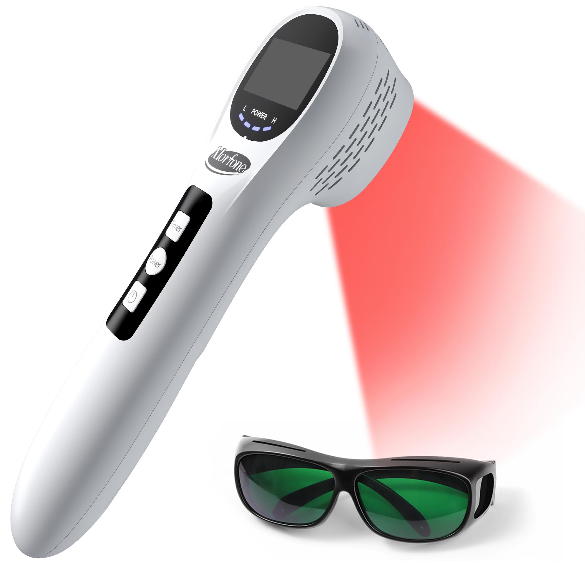 Morfone appareil lumière rouge poignee, prise en main ergonomique pendant les séances.
