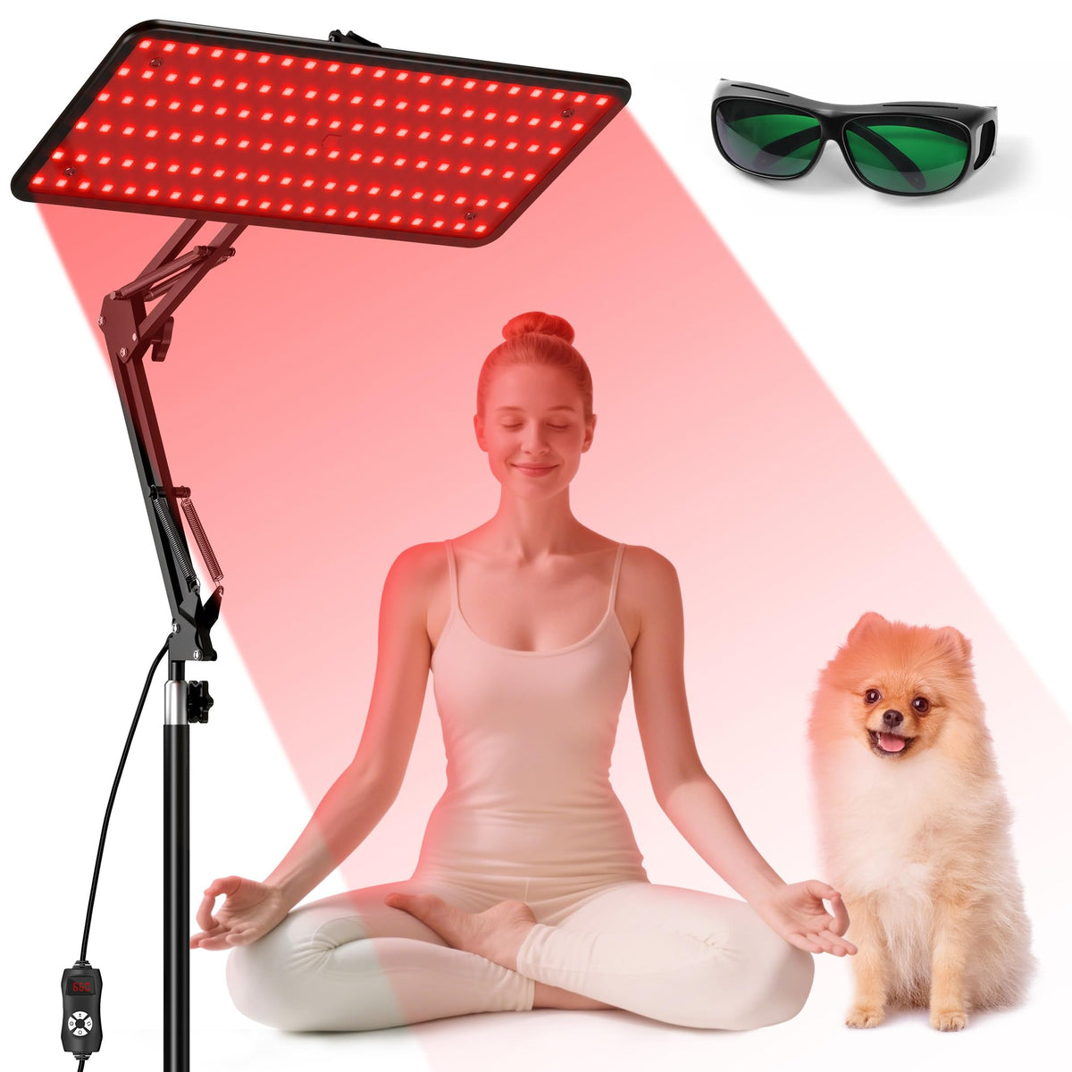 Morfone Lampe thérapeutique éclairant le visage avec lumière rouge pour un teint homogène.