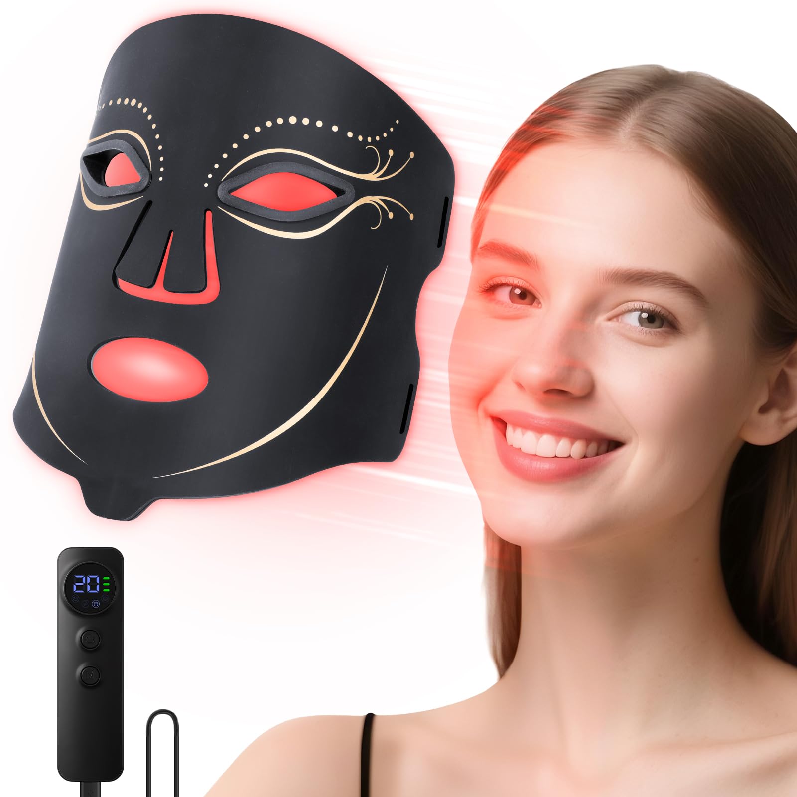 Morfone masque lumière rouge visage pour revitaliser la peau à domicile.